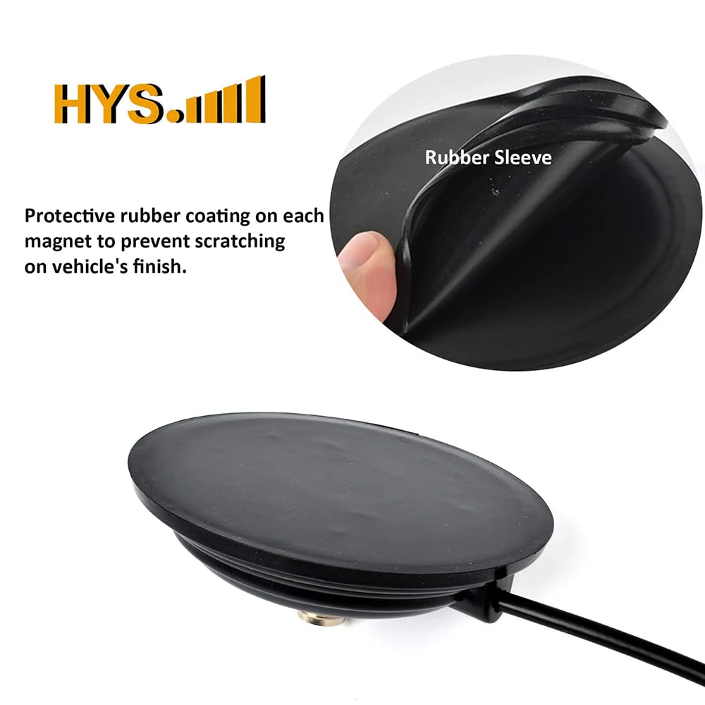 HYS TC-110M CB/VHF/UHF/HF Ham Radio Antenna Magnet Mount SO-239 Connection Style W/5M(16.4ft) RG58 Coaxial Cable PL-259 Plug - Image 3