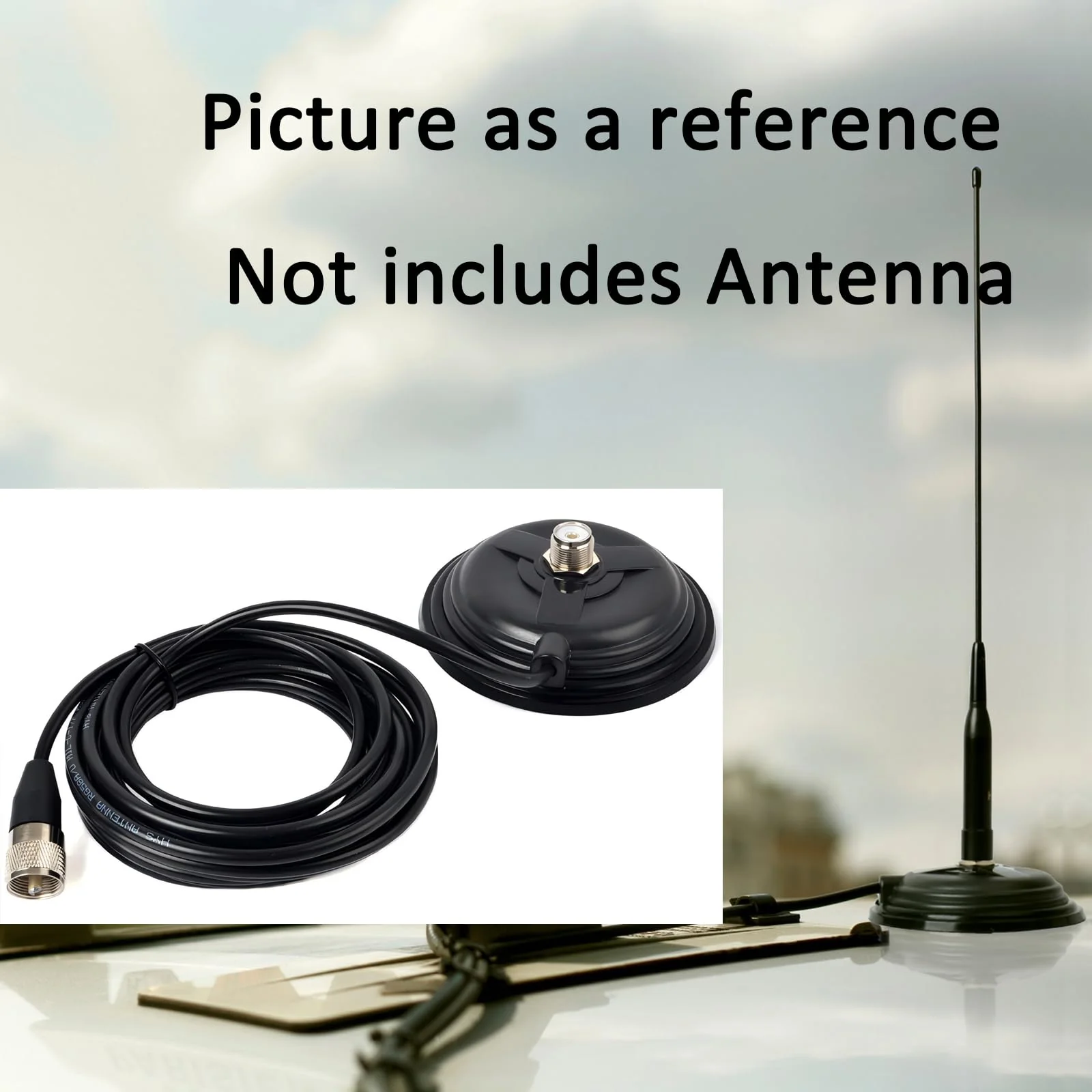 HYS TC-110M CB/VHF/UHF/HF Ham Radio Antenna Magnet Mount SO-239 Connection Style W/5M(16.4ft) RG58 Coaxial Cable PL-259 Plug - Image 5