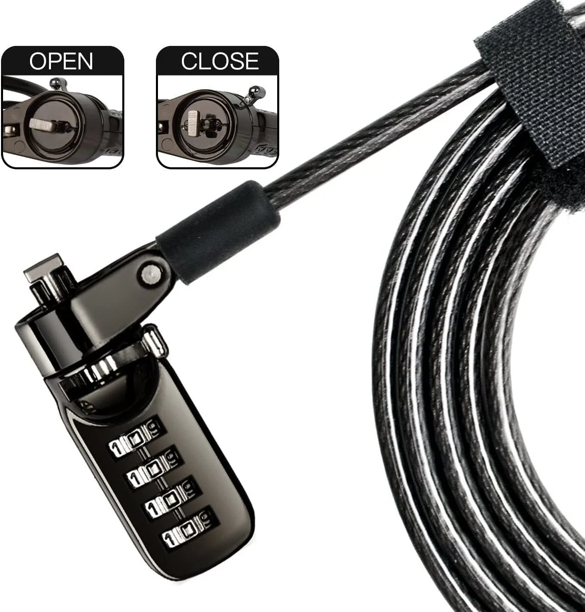 I3C Laptop Cable Lock, 4 Digital Combination Lock, Security Computer Cable Lock, Anti Theft Combination Lock for iPad Tablet Laptop MacBook Dell HP Lenovo Samsung Android and Other Device (2set) Universal Combination Lock-value set (2pcs) password+black - Image 4