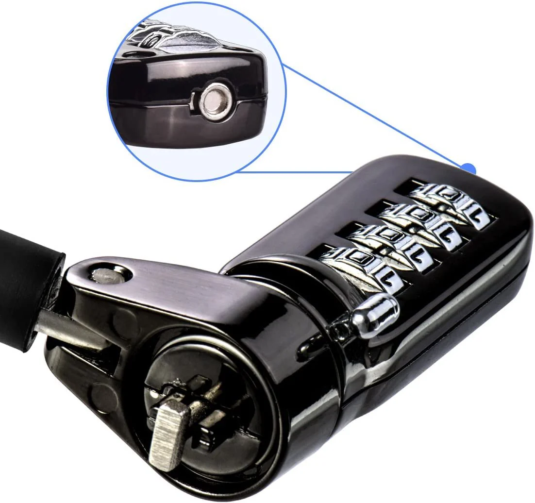 I3C Laptop Cable Lock, 4 Digital Combination Lock, Security Computer Cable Lock, Anti Theft Combination Lock for iPad Tablet Laptop MacBook Dell HP Lenovo Samsung Android and Other Device (2set) Universal Combination Lock-value set (2pcs) password+black - Image 5