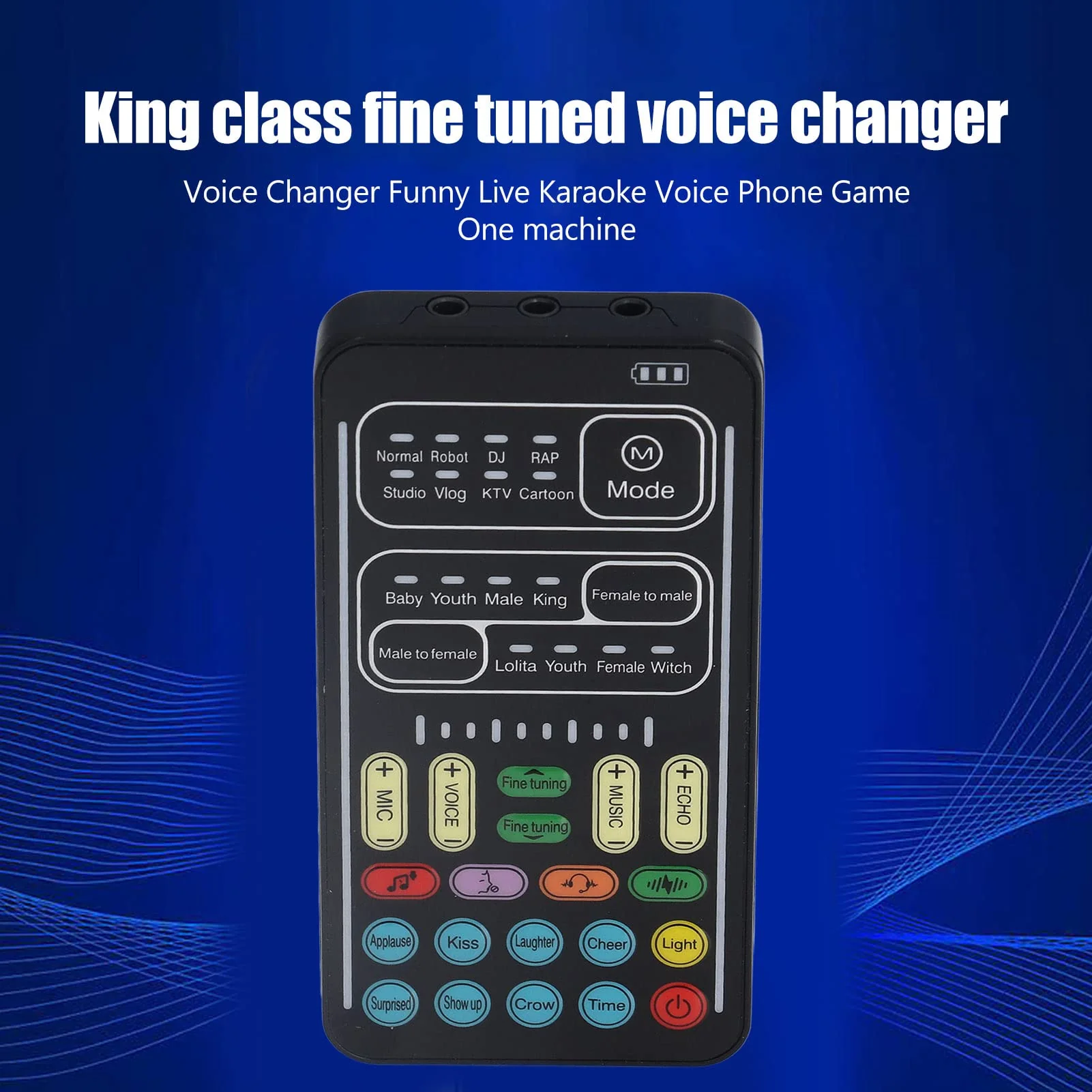 I9 Voice Changer Set, Mini Live Broadcast Voice Disguiser, Handheld Microphone Voice Changer, 8 Different Sounds/Sound Effects, for iOS, for Android(English Version) English Version - Image 5
