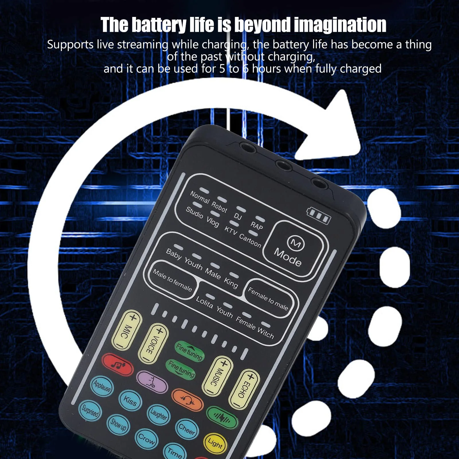 I9 Voice Changer Set, Mini Live Broadcast Voice Disguiser, Handheld Microphone Voice Changer, 8 Different Sounds/Sound Effects, for iOS, for Android(English Version) English Version - Image 6