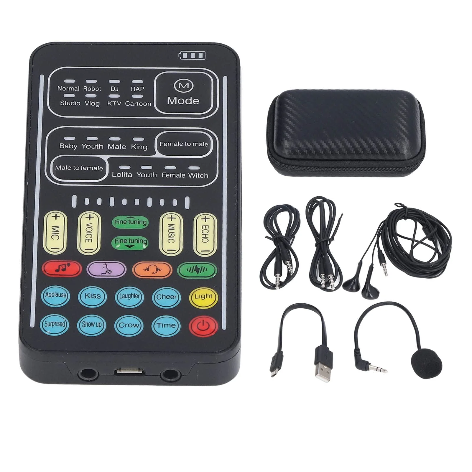 I9 Voice Changer Set, Mini Live Broadcast Voice Disguiser, Handheld Microphone Voice Changer, 8 Different Sounds/Sound Effects, for iOS, for Android(English Version) English Version - Image 9