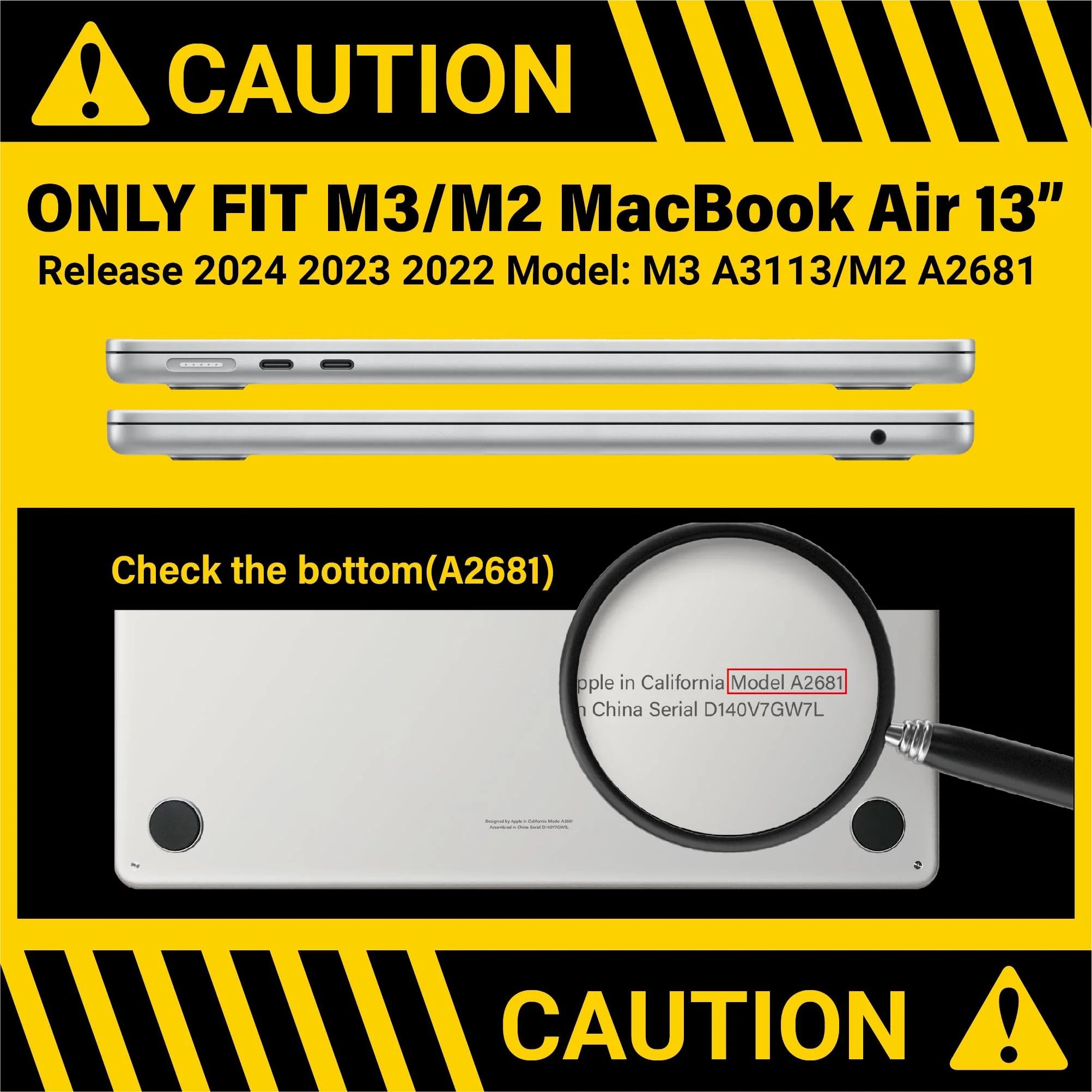 IBENZER Compatible with 2024 2023 2022 MacBook Air 13 inch Case M3 A3113 M2 A2681, HardShell Case & KeyboardCover & ScreenFilm & Type-C Adapter for Mac Air 13.6, Cherry, AT13-KK-CHRY+2TC For Macbook Air 13.6" M3 A3113 M2 A2681 - Image 2