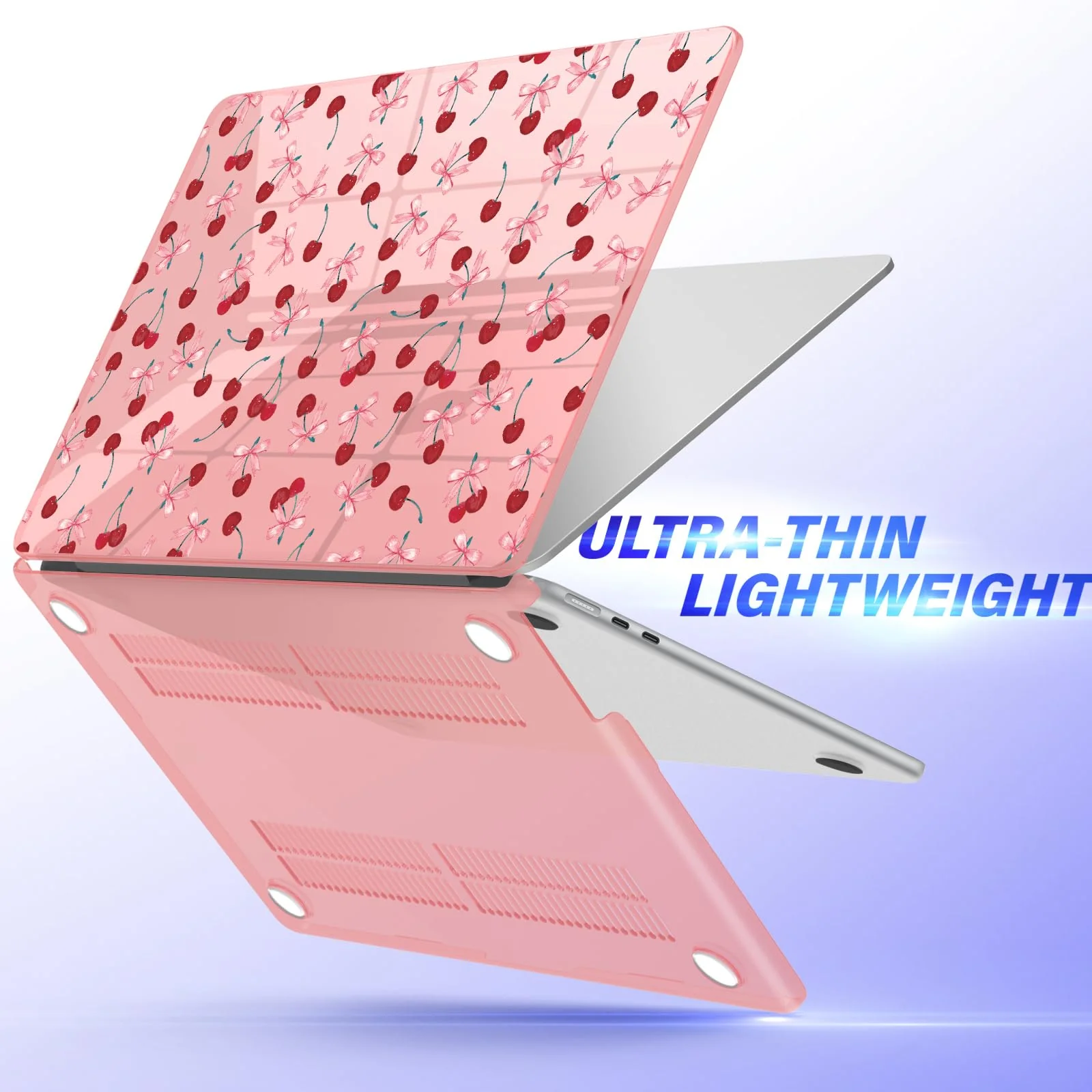 IBENZER Compatible with 2024 2023 2022 MacBook Air 13 inch Case M3 A3113 M2 A2681, HardShell Case & KeyboardCover & ScreenFilm & Type-C Adapter for Mac Air 13.6, Cherry, AT13-KK-CHRY+2TC For Macbook Air 13.6" M3 A3113 M2 A2681 - Image 9