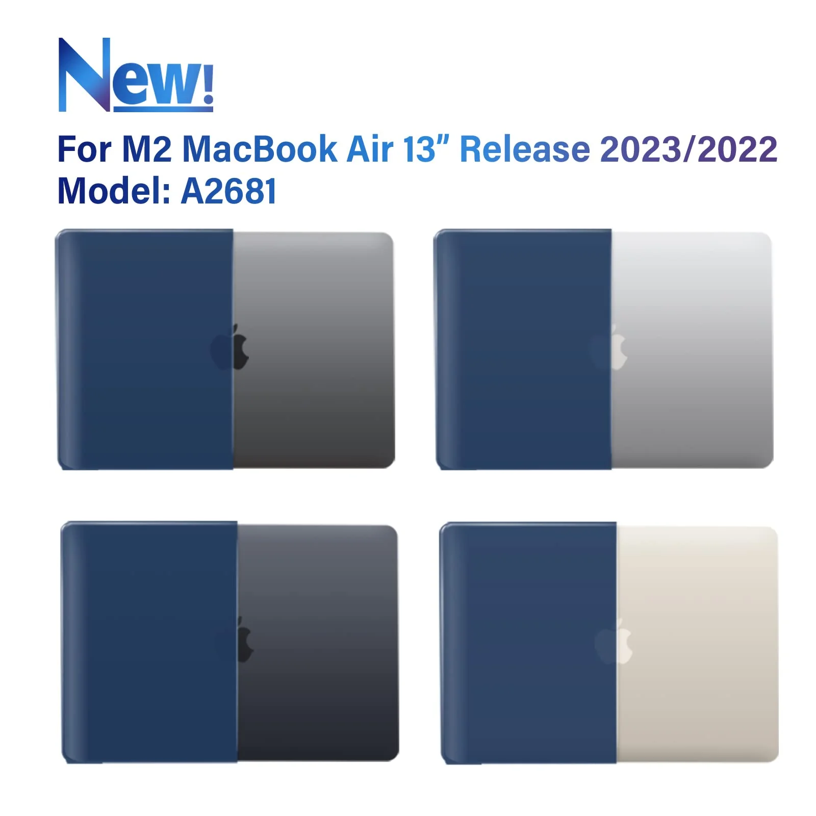 IBENZER Compatible with 2024 2023 2022 MacBook Air 13 inch Case M3 A3113 M2 A2681, HardShell Case & KeyboardCover & ScreenFilm & Type-C Adapter for Mac Air 13.6, Navy Blue, AT13-KK-NVBL+2TC For Macbook Air 13.6" M3 A3113 M2 A2681 - Image 4