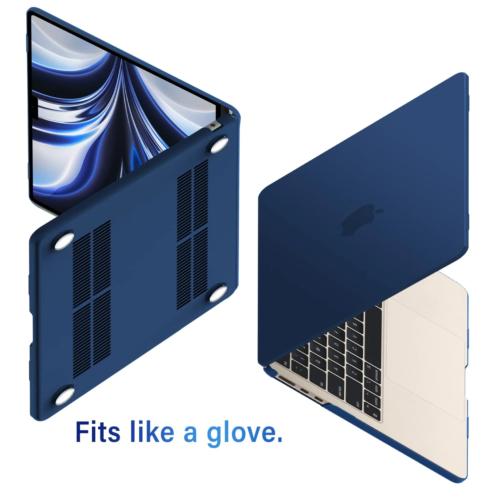 IBENZER Compatible with 2024 2023 2022 MacBook Air 13 inch Case M3 A3113 M2 A2681, HardShell Case & KeyboardCover & ScreenFilm & Type-C Adapter for Mac Air 13.6, Navy Blue, AT13-KK-NVBL+2TC For Macbook Air 13.6" M3 A3113 M2 A2681 - Image 6