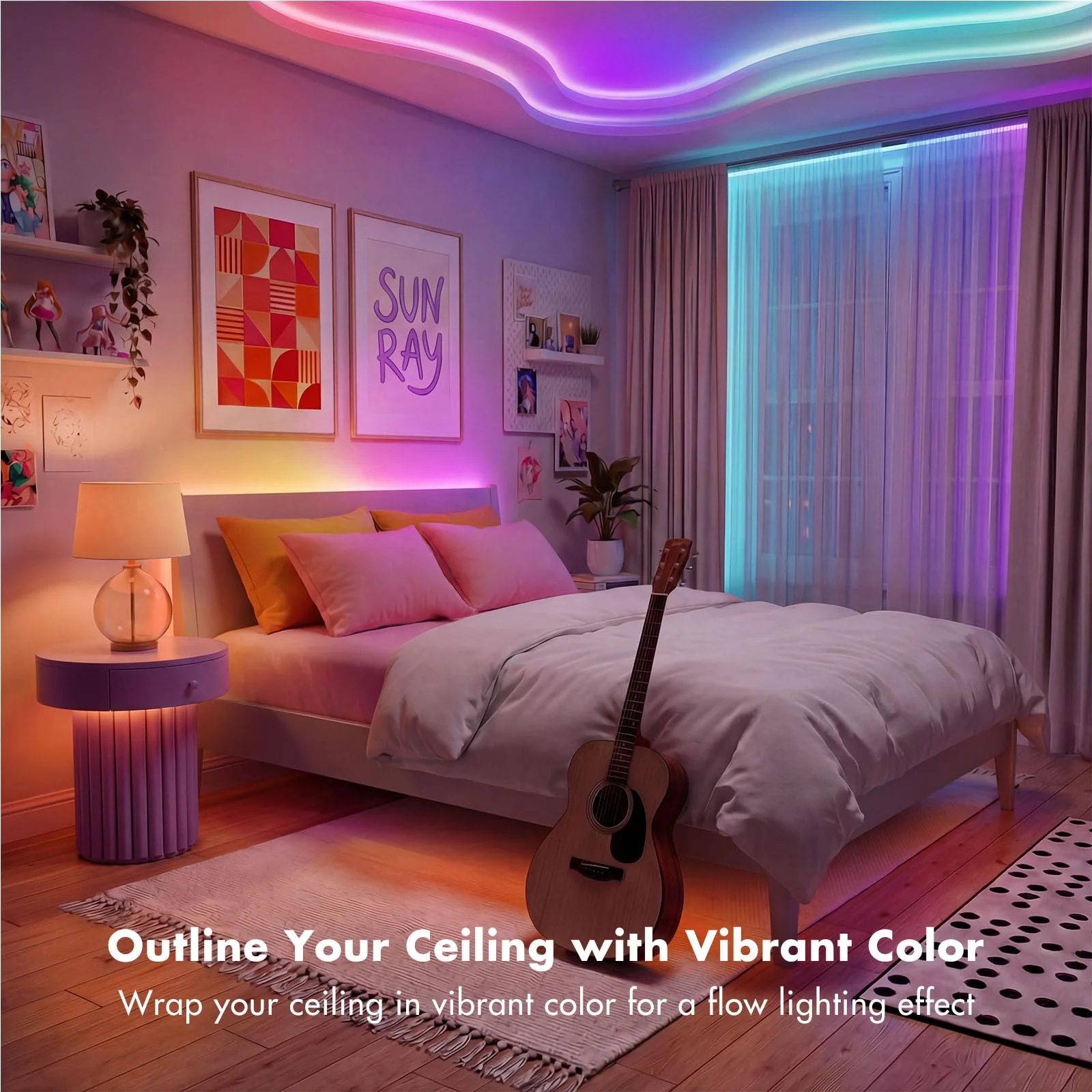 IC Smart RGB LED Strip Lights, 65.6FT LED Lights for Bedroom, App Control/Remote Control, Music Sync, DIY Design, Rainbow Chasing Effects, Strip Lights for Home, Party Decor - Image 6