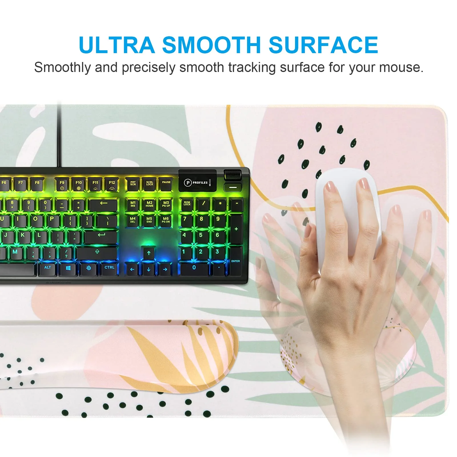 iCasso Desk Pad Mat, Big Ergonomic Mouse Pad,+ Keyboard Pad+Wrist Rest, Easy Typing Pain Relief, 3Pcs (35.4×15.7 in) Keyboard Mat Desk Mat for Keyboard and Mouse (Morlandi) 1-morlandi - Image 3