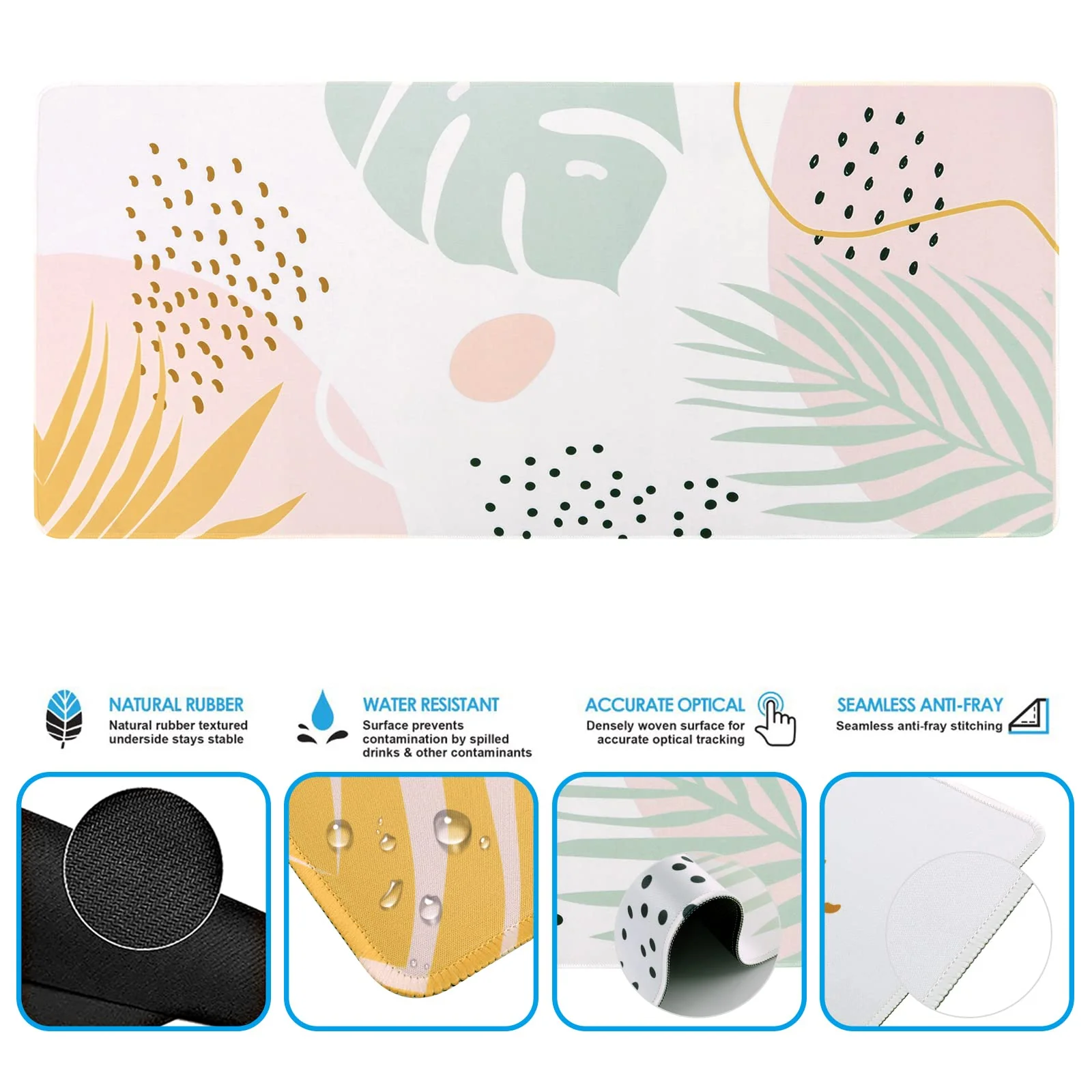 iCasso Desk Pad Mat, Big Ergonomic Mouse Pad,+ Keyboard Pad+Wrist Rest, Easy Typing Pain Relief, 3Pcs (35.4×15.7 in) Keyboard Mat Desk Mat for Keyboard and Mouse (Morlandi) 1-morlandi - Image 5