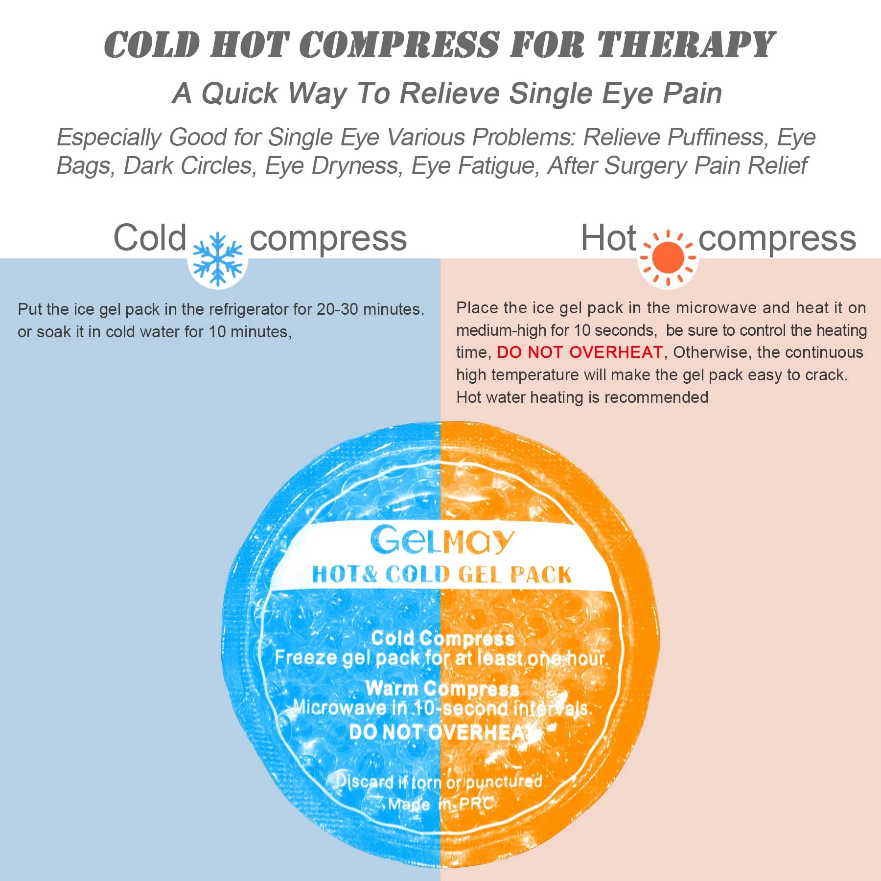 Ice Eye Patches for Puffy Eyes, Cooling Medical Eye Patch Pad Gel Pack Cover Eyepatch Cold Hot Therapy Eye Bags Dark Circles After Surgery Adult Kid (2PCS) 2pcs - Image 3