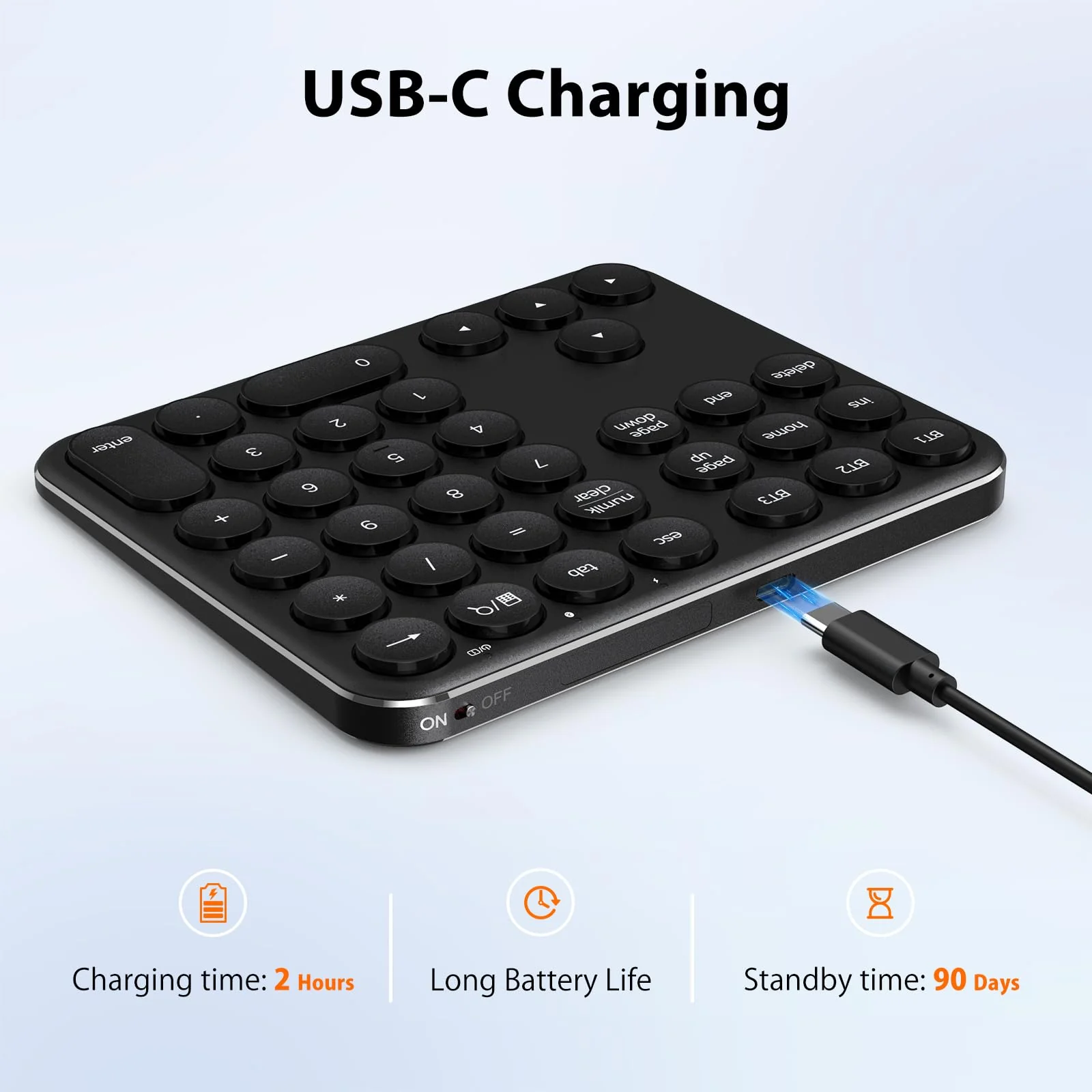 iClever Bluetooth Number Pad, Portable Wireless Number Pad, Aluminum Rechargeable 35-Keys Numeric Keypad for Multi-Devices, Compatible for Laptop, Mac, iMac, Tablet, PC and Desktop - Image 3