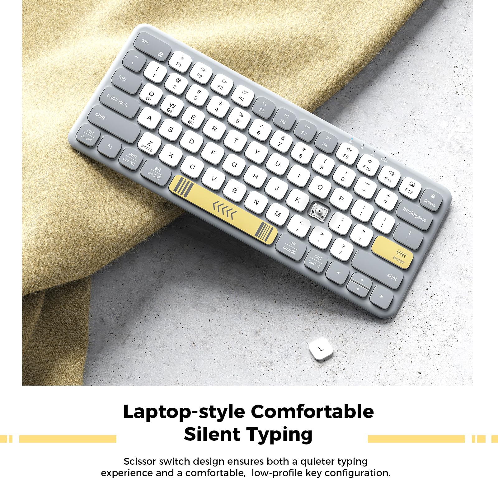 iClever Compact Keyboard, BK50 Bluetooth Keyboard for iPad, Colorful iPad Keyboard, Portable and Ultra Slim Design, Sync to 3 Devices, with Large Keycap for iPhone, Laptop, Tablet, Windows - Image 4