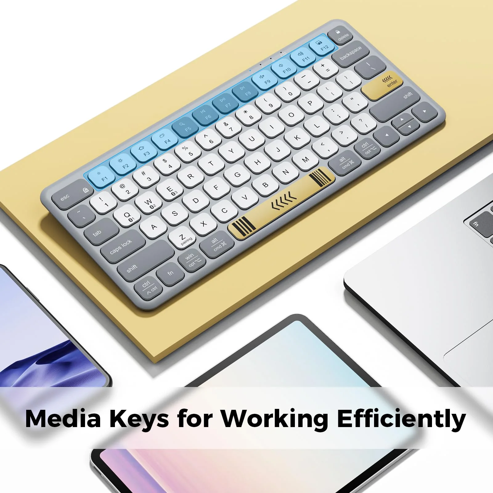iClever Compact Keyboard, BK50 Bluetooth Keyboard for iPad, Colorful iPad Keyboard, Portable and Ultra Slim Design, Sync to 3 Devices, with Large Keycap for iPhone, Laptop, Tablet, Windows - Image 5