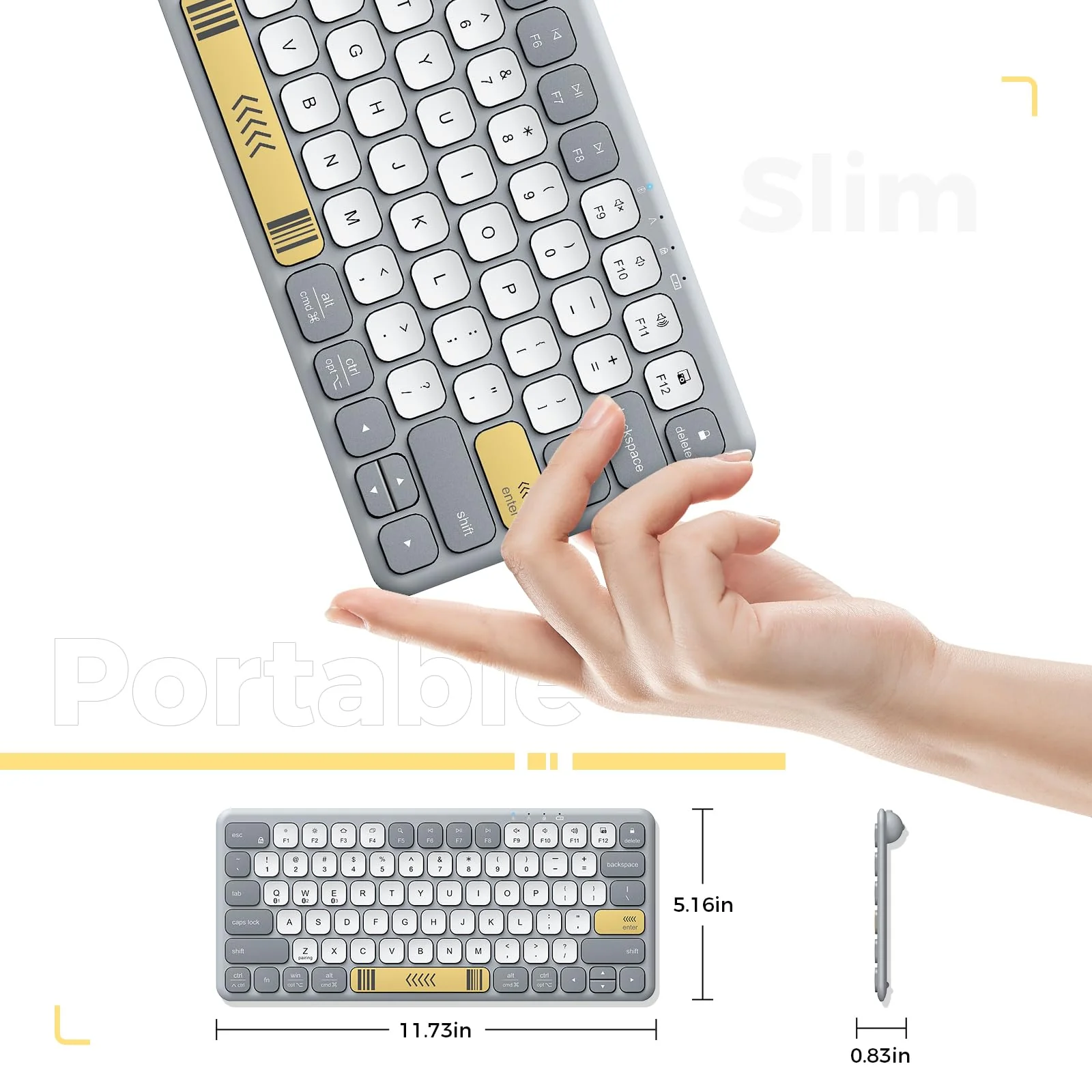 iClever Compact Keyboard, BK50 Bluetooth Keyboard for iPad, Colorful iPad Keyboard, Portable and Ultra Slim Design, Sync to 3 Devices, with Large Keycap for iPhone, Laptop, Tablet, Windows - Image 7