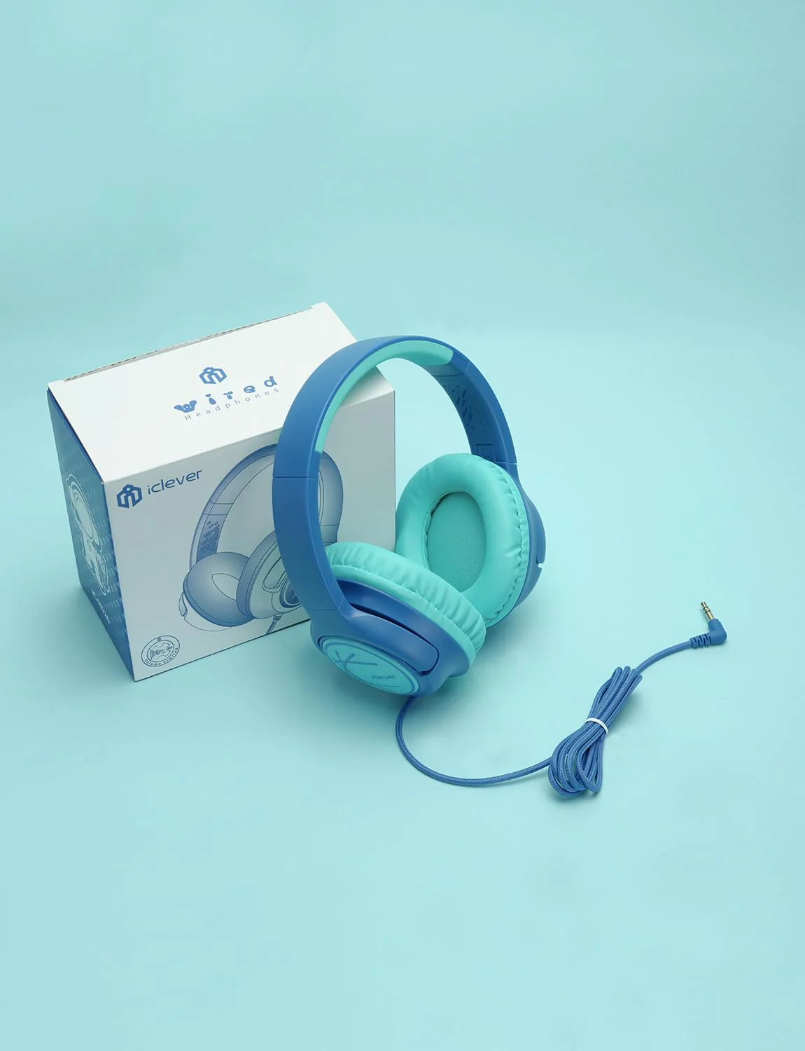 iClever Kids Headphones with Cord, 85dBA Safe Volume Wired Headphones for Kids, Stereo Sound Foldable Adjustable, 3.5mm Jack, Over Ear Kids Headphones for School/Boys/Girls/iPad/Tablet/Travel, Blue - Image 8
