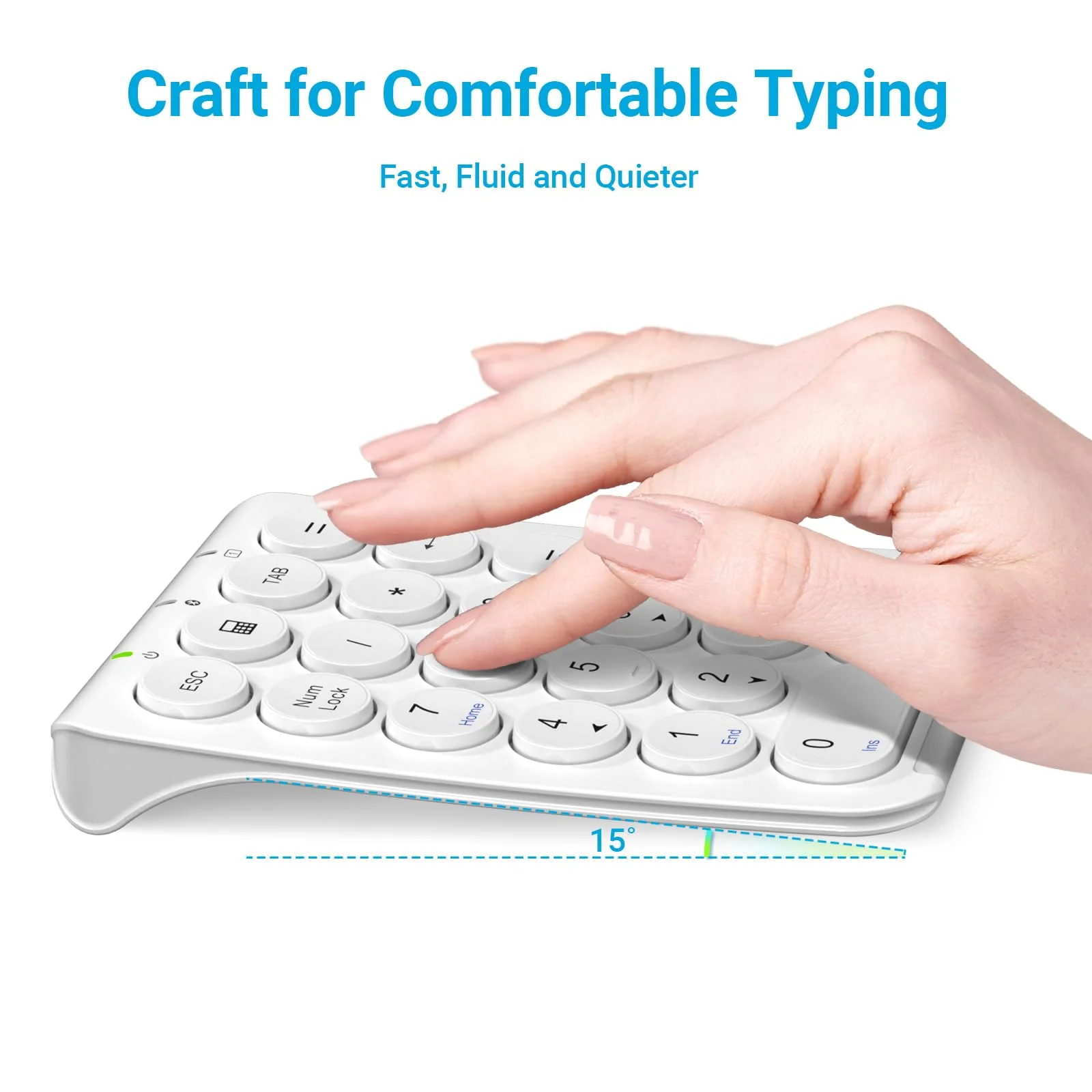 iClever Number Pad, KP08 Bluetooth Number Pad, Ultra Slim and Lightweight, USB-C Charge, Number Pad for Laptop, iPad, Mac, iMac, Tablet, PC Desktop - Image 4