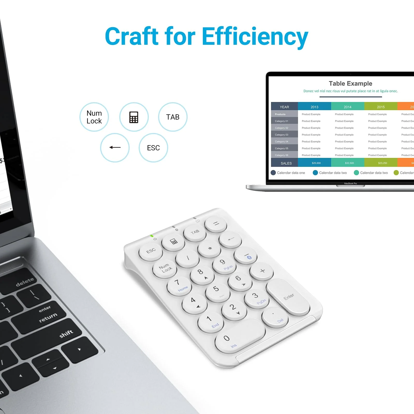 iClever Number Pad, KP08 Bluetooth Number Pad, Ultra Slim and Lightweight, USB-C Charge, Number Pad for Laptop, iPad, Mac, iMac, Tablet, PC Desktop - Image 9