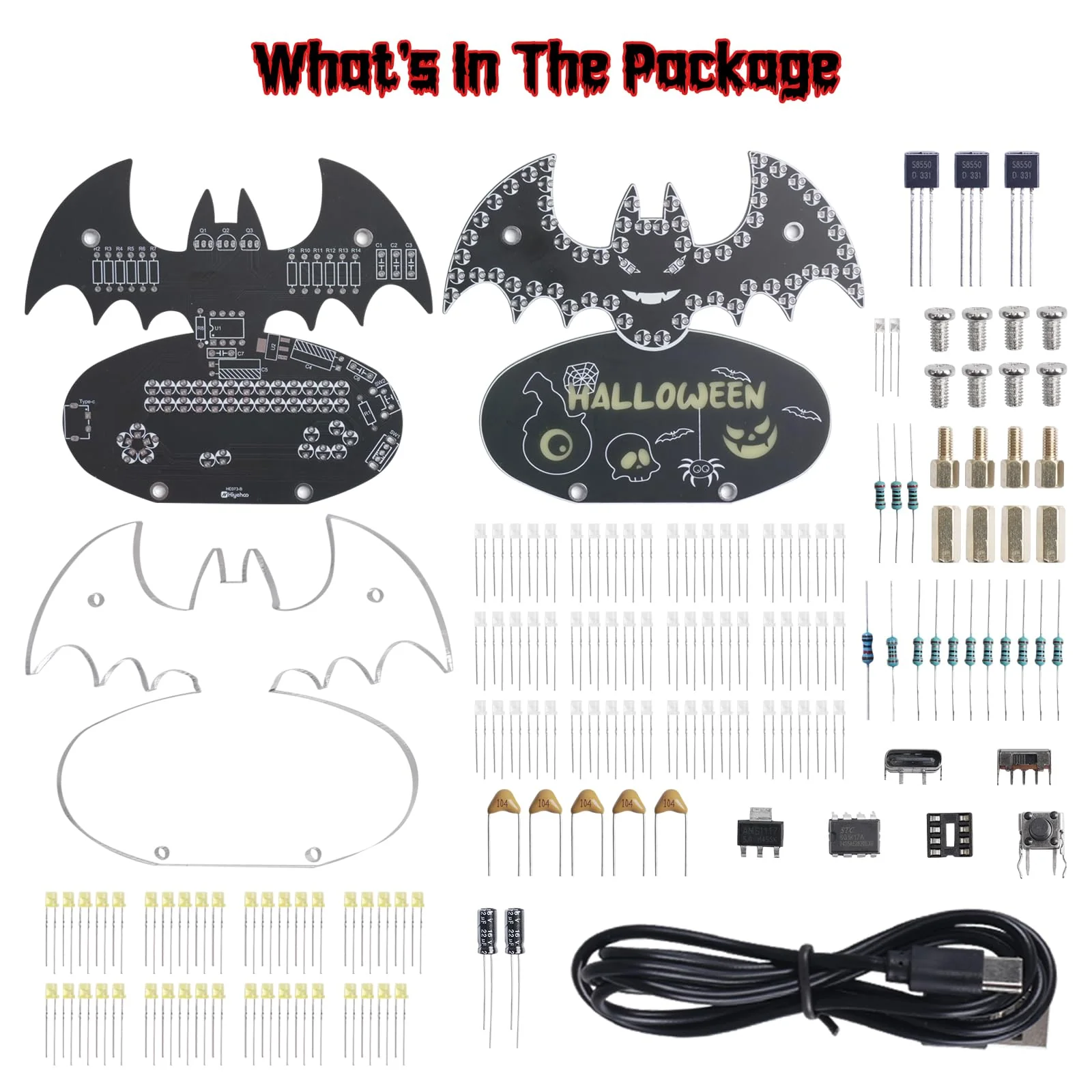 ICrduioo Soldering Kit, Bat LED Light Soldering Exercise Kit, DIY Electronic Kits for Beginners, Teaching and Learning Training, DIY Soldering Project, LED Lamps Kit, for STEM Fans - Image 2