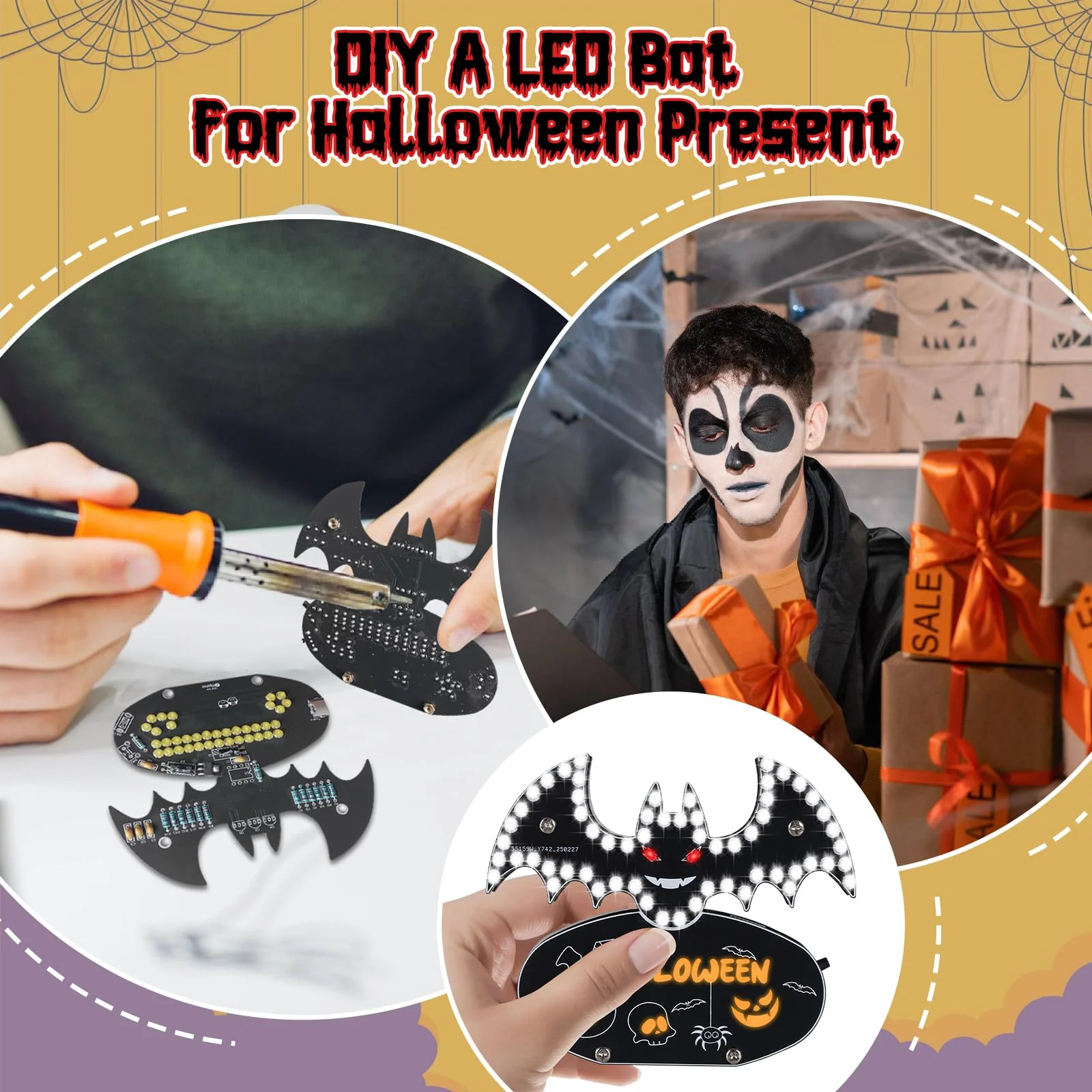 ICrduioo Soldering Kit, Bat LED Light Soldering Exercise Kit, DIY Electronic Kits for Beginners, Teaching and Learning Training, DIY Soldering Project, LED Lamps Kit, for STEM Fans - Image 6