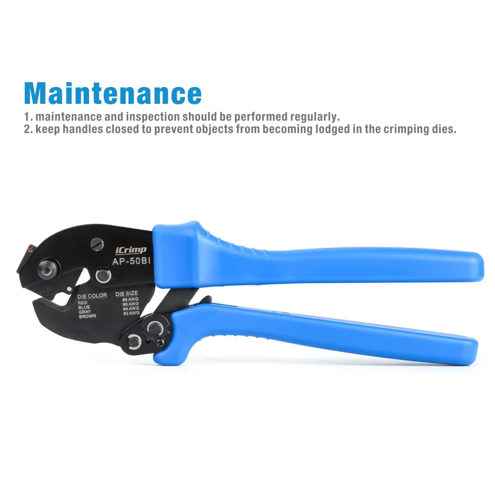 iCrimp AP-50BI Battery Cable Ring Terminal Crimper for 8, 6, 4, 2AWG Copper Cable Lugs, Heavy Duty Wire Lugs and Battery Cable Ends - Image 5
