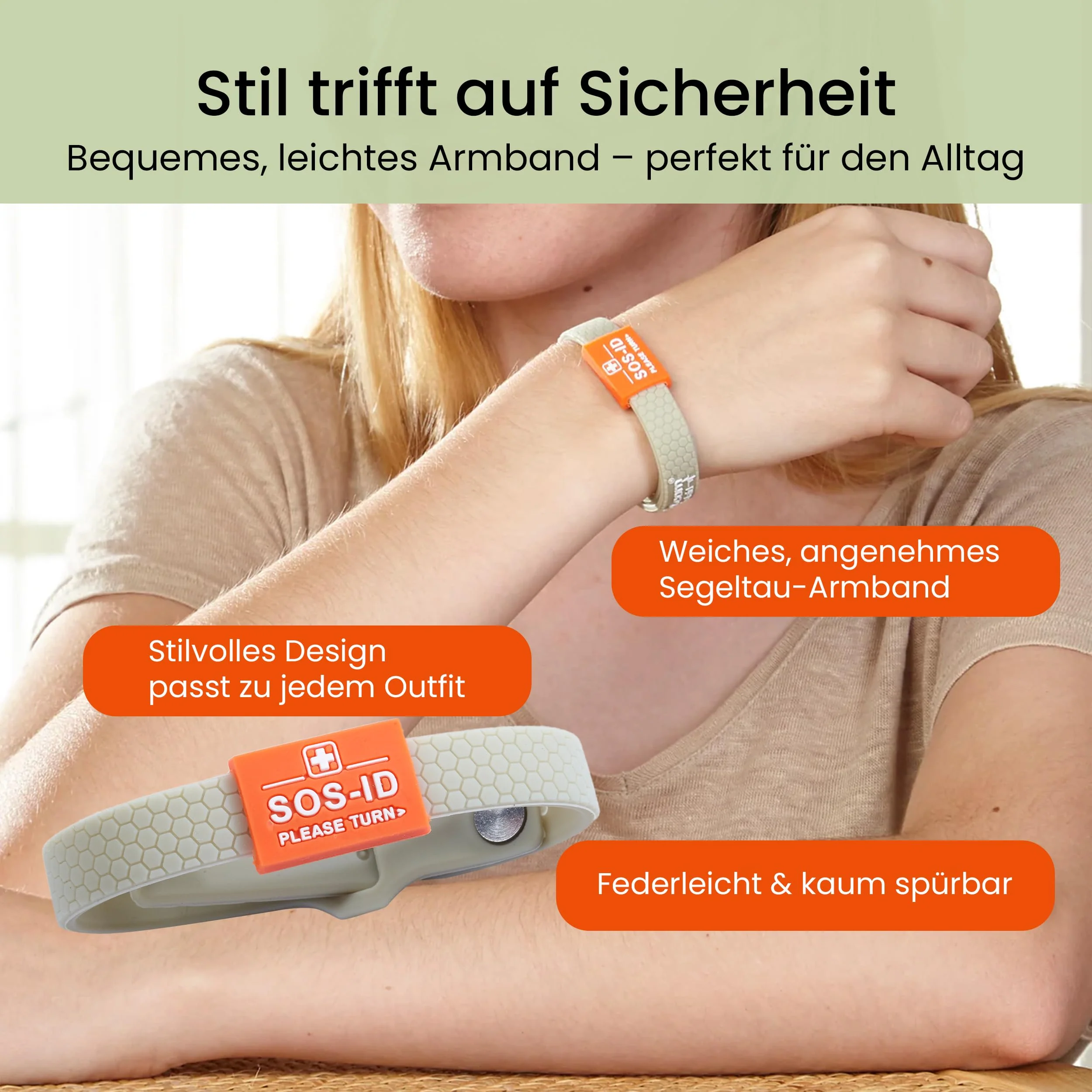 ID-No Sports Emergency Soft Silicone Bracelet with QR Code (Taupe) - Durable & Waterproof SOS Wristband for Emergencies - Quick Access to Important Health Data taupe - Image 3