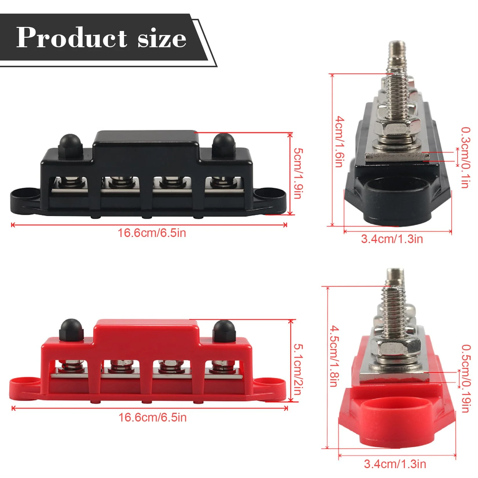Idota Bus Bar 12 V - 48 V DC Bus Bars Distribution Block 150 A Busbar with M8 Terminal Bolts Power Rail for Car Boat Solar System - Image 2