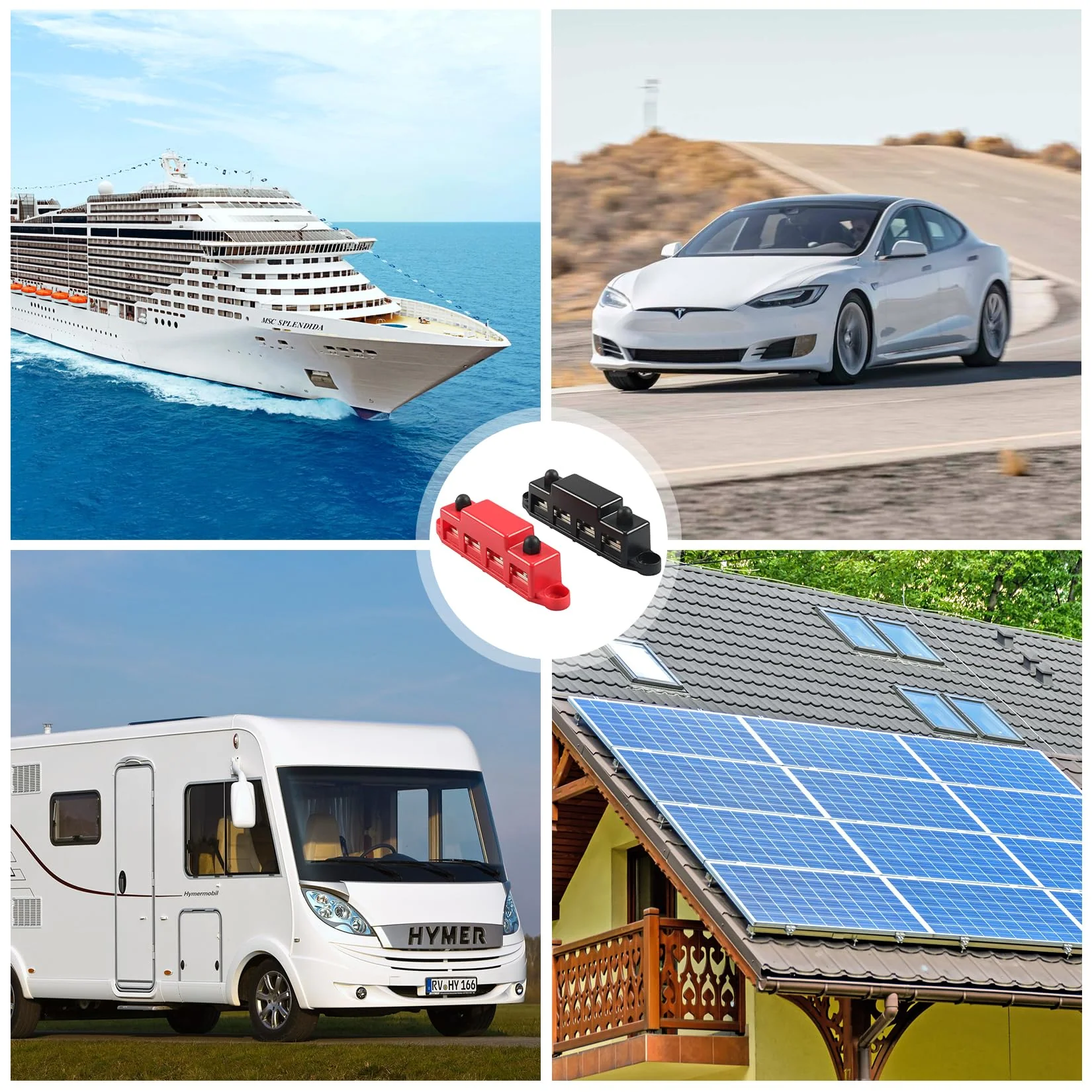 Idota Bus Bar 12 V - 48 V DC Bus Bars Distribution Block 150 A Busbar with M8 Terminal Bolts Power Rail for Car Boat Solar System - Image 7