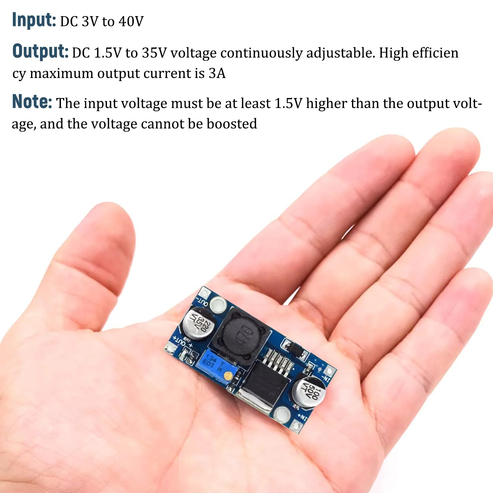 Idota Pack of 10 Step Down Converter, DC-DC 3A Buck Converter Voltage Regulator Adjustable Power Supply Downward Module, 3.2-46V to 1.25-35V DC to DC Converter Module - Image 6
