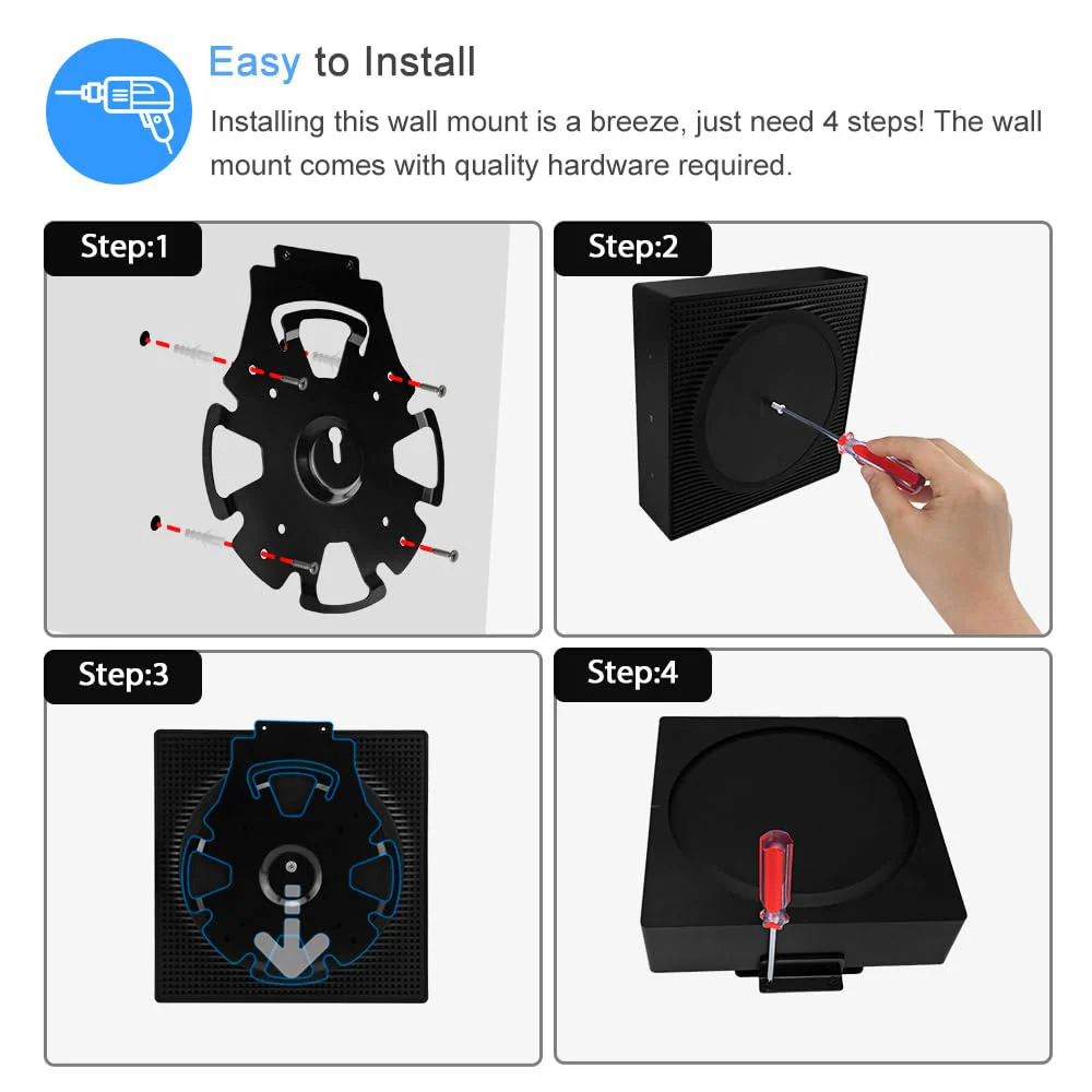 IFCASE Metal Wall/Under Desk Mount Compatible with Sonos Amp, Vesa Bracket Mount for Wireless Amplifier (Black) Black - Image 7