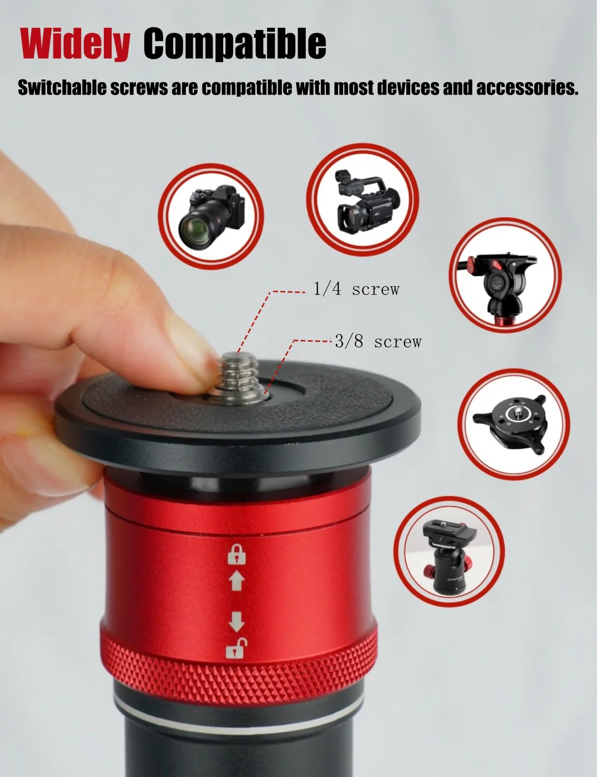 IFOOTAGE CB3-QRM01 Monopod Quick Release Platform, 3/8 Inch Screw Base, Compatible with Most Monopods and Tripods - Image 2