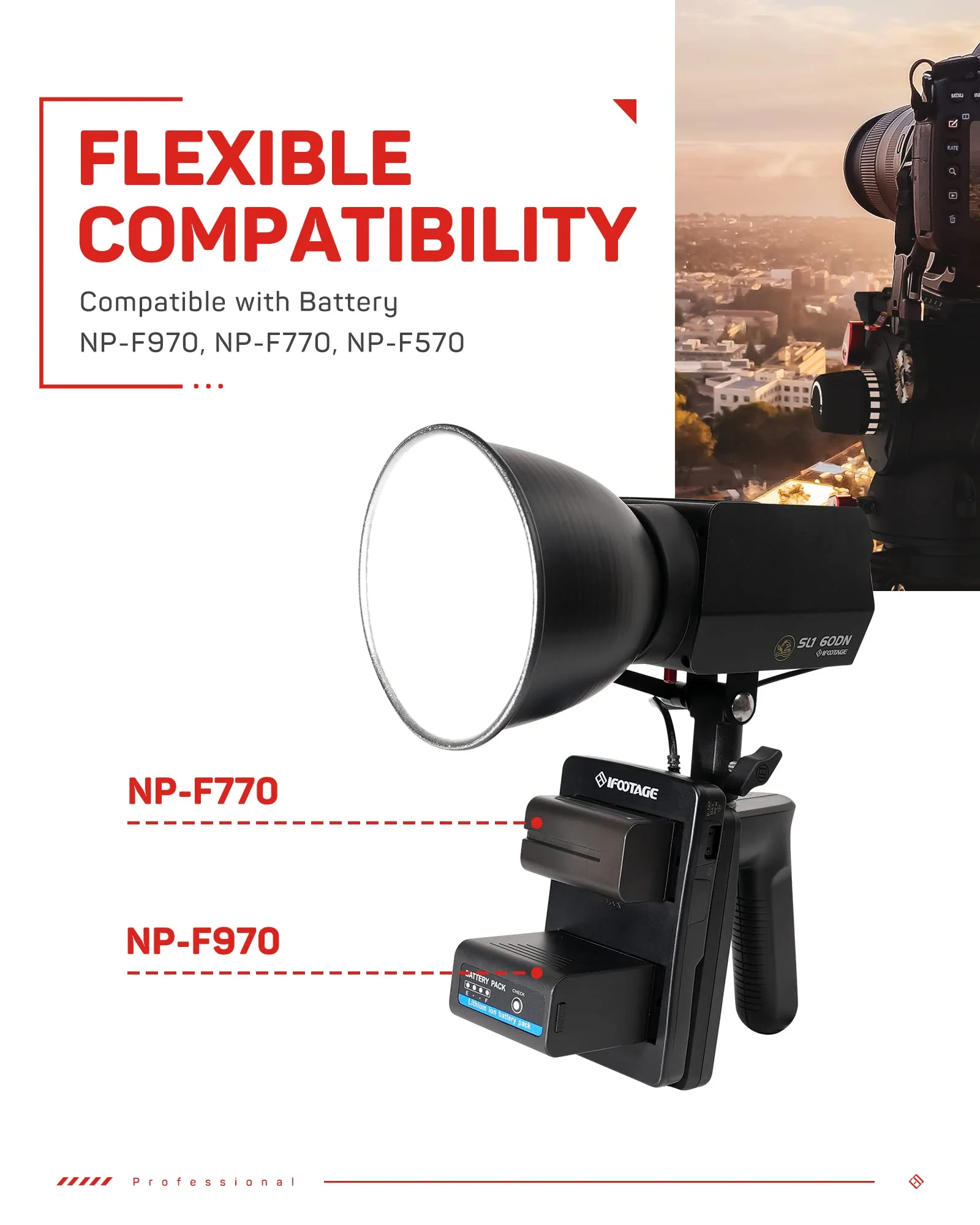 IFOOTAGE NP-F Battery to V-Mount Battery Converter Adapter for IFOOTAGE 60DN Portable Video Light, NP-F970 Battery Adapter to V-Mount Battery Grip - Image 4