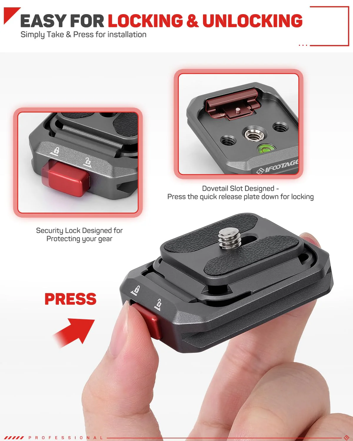 IFOOTAGE Q38 Quick Release Plate, Camera Quick Release Tripod Mount Adapter with 1/4" Screw, QR Adapter for Sony Canon DSLR, Tripods, Monopods, Sliders, Stablizers, Monitors Q38-Standard - Image 2