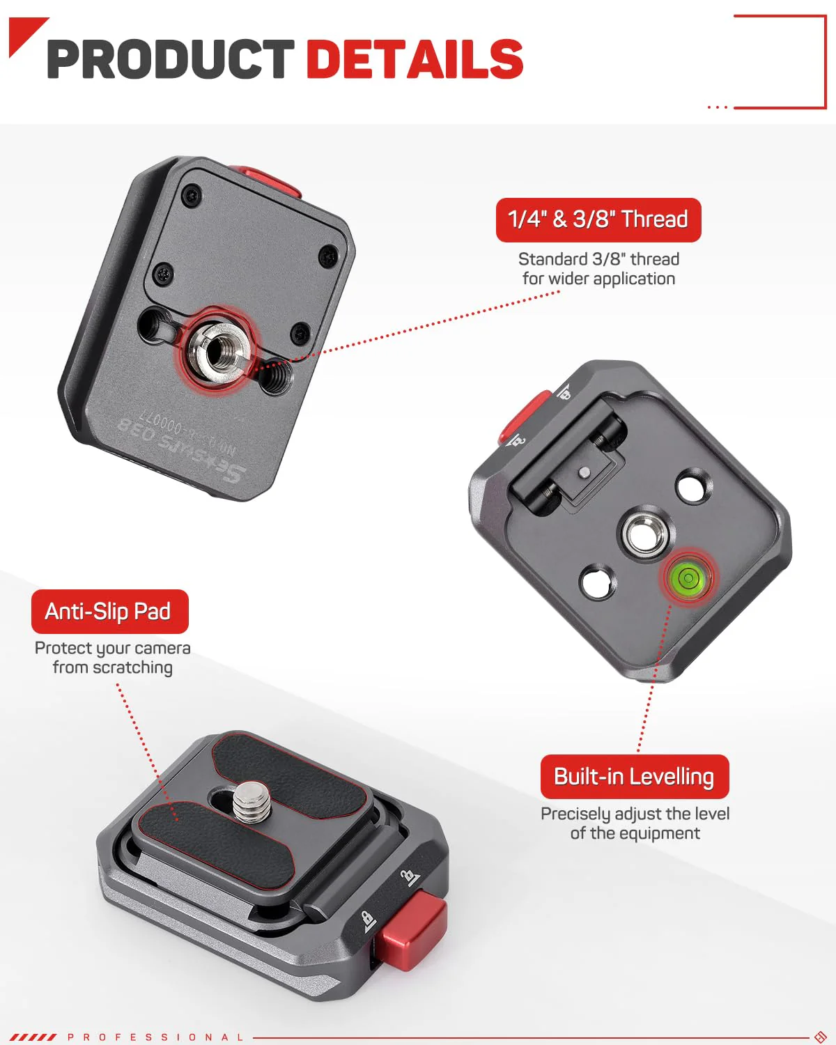 IFOOTAGE Q38 Quick Release Plate, Camera Quick Release Tripod Mount Adapter with 1/4" Screw, QR Adapter for Sony Canon DSLR, Tripods, Monopods, Sliders, Stablizers, Monitors Q38-Standard - Image 3
