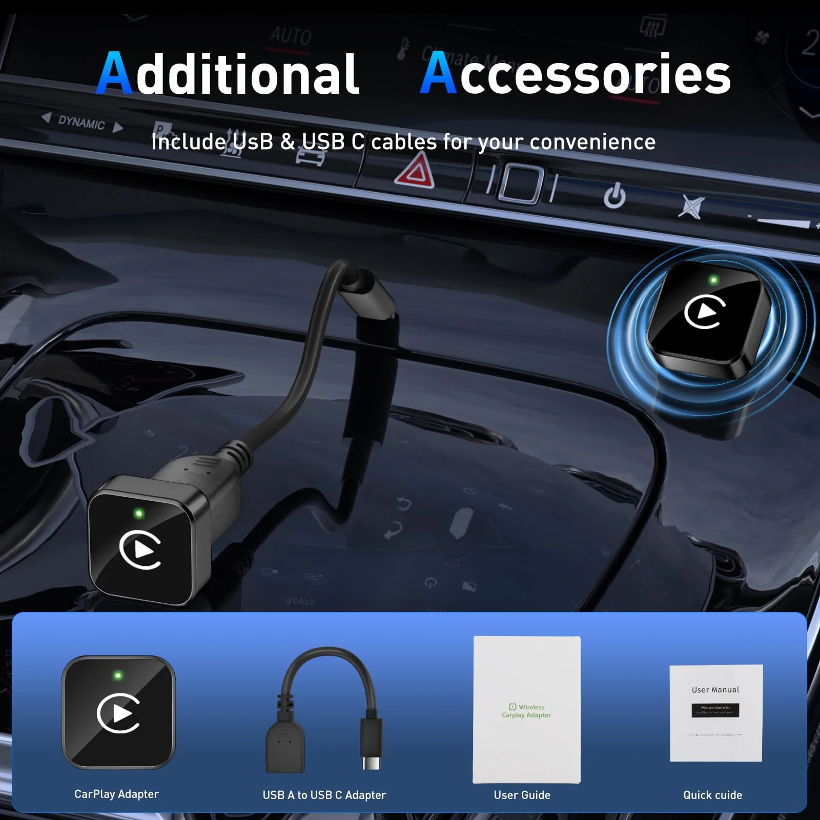 iGENJUN Wireless CarPlay Adapter 2026 Upgrade Mini Design, USB/USB-C Plug & Play Converts CarPlay to Wireless - Easy Use Fast Stable Connection Car Play for iPhone & Android Black - Image 7