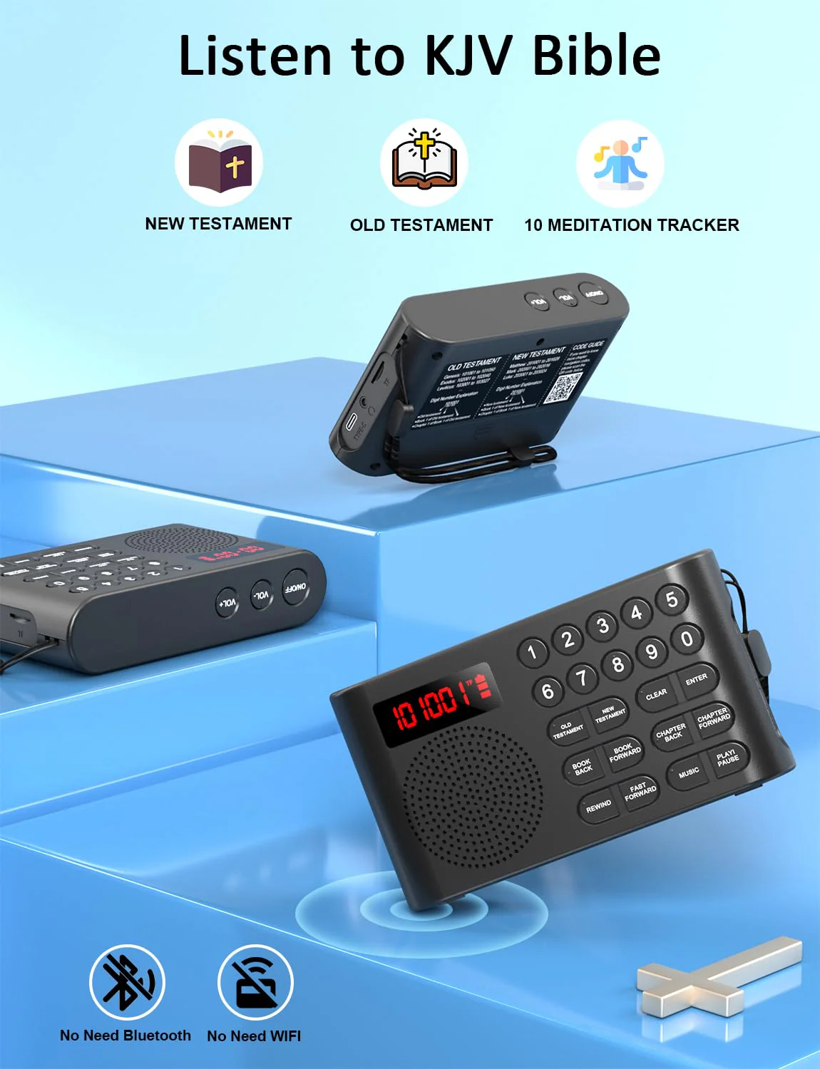 iGuerburn KJV Audio Bible Player for Seniors, Electronic Bible Old & New Testament in King James Version, Easy Read Talking Bible with 26H Playtime - Image 2
