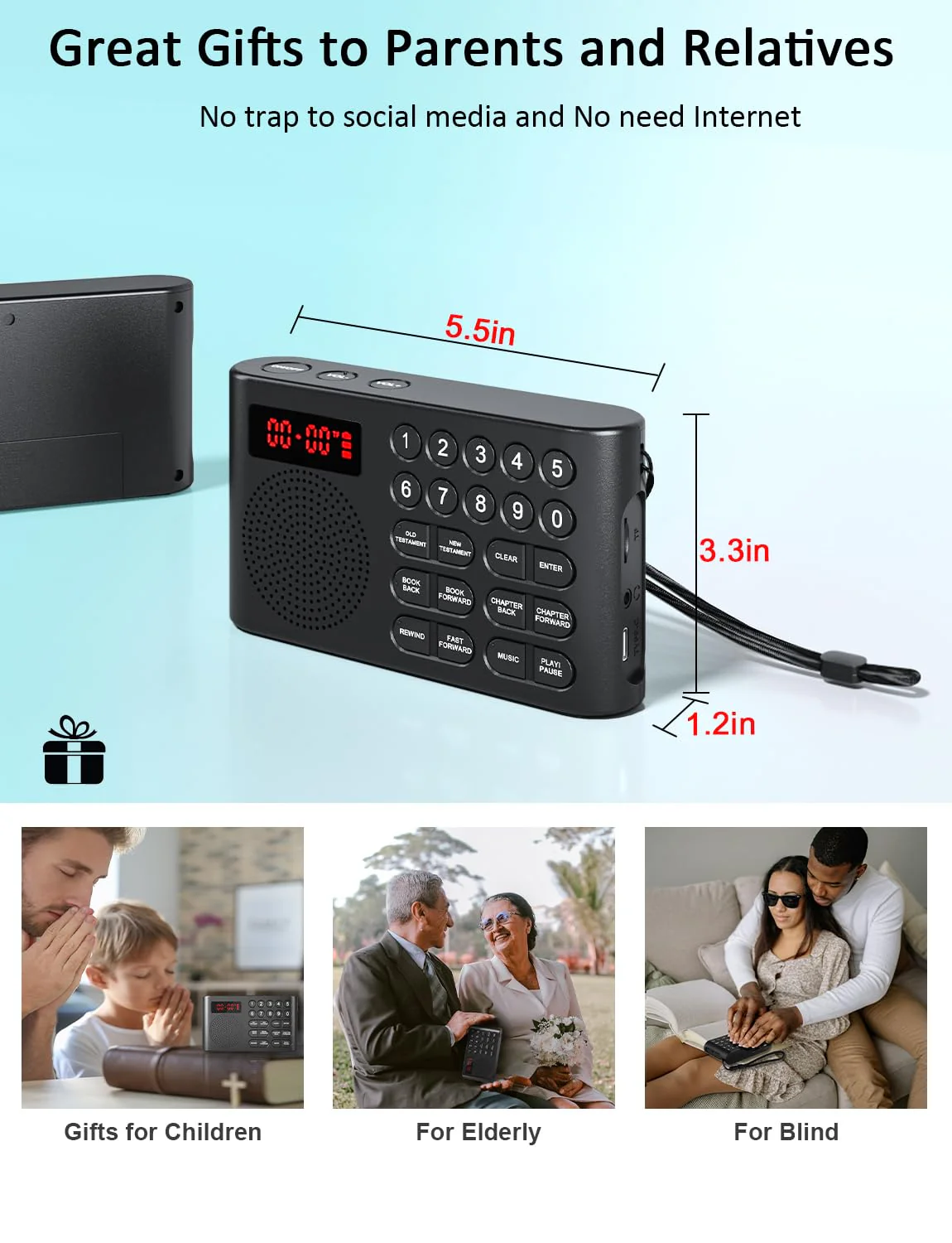 iGuerburn KJV Audio Bible Player for Seniors, Electronic Bible Old & New Testament in King James Version, Easy Read Talking Bible with 26H Playtime - Image 5