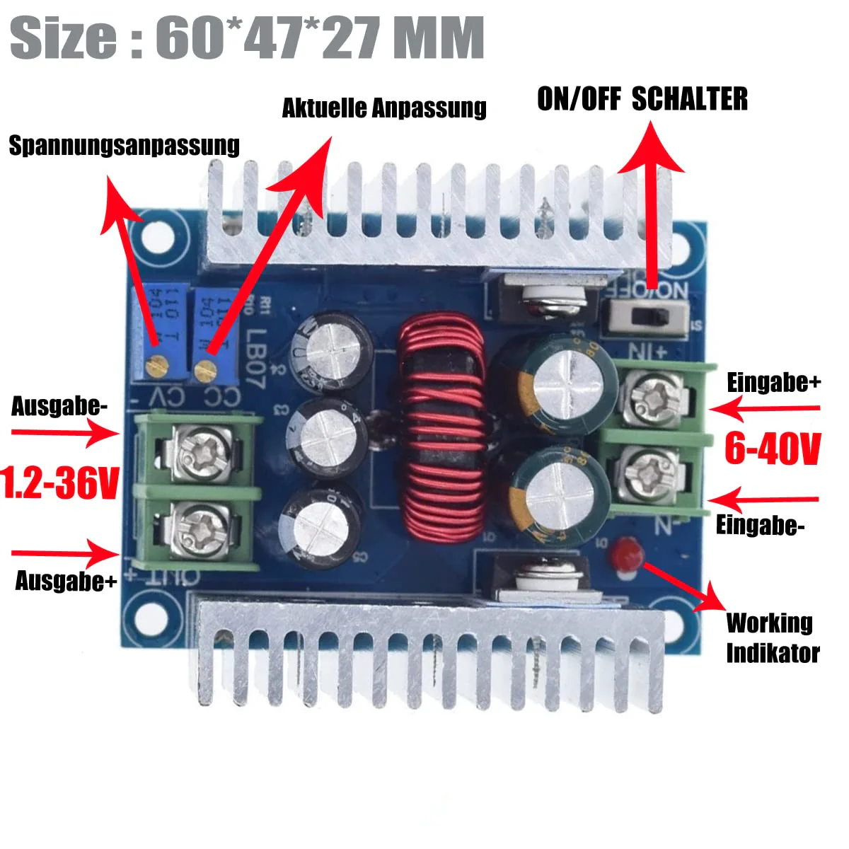 iHaospace 2 pieces 300 W 20 A DC-DC converter module step down voltage module constant current adjustable buck converter 2pcs - Image 2