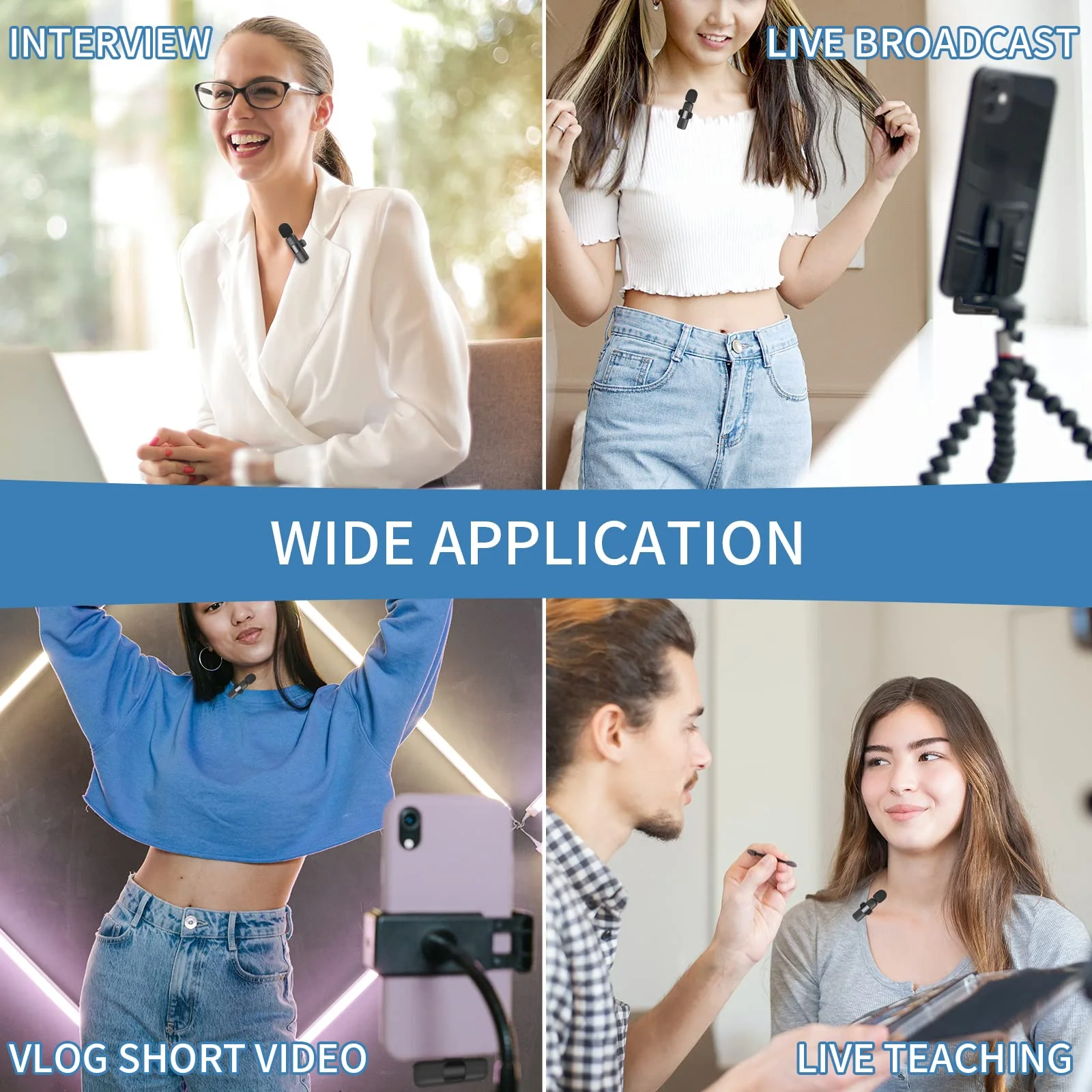 IIQ Wireless Lavalier Microphone for iPhone, Mini Professional Wireless Lavalier Microphone, Wireless Clip Mic, Tiny Lapel Microphone for iPad, for Video Interview Podcast, Facebook, YouTube 1Single Mic - Image 5