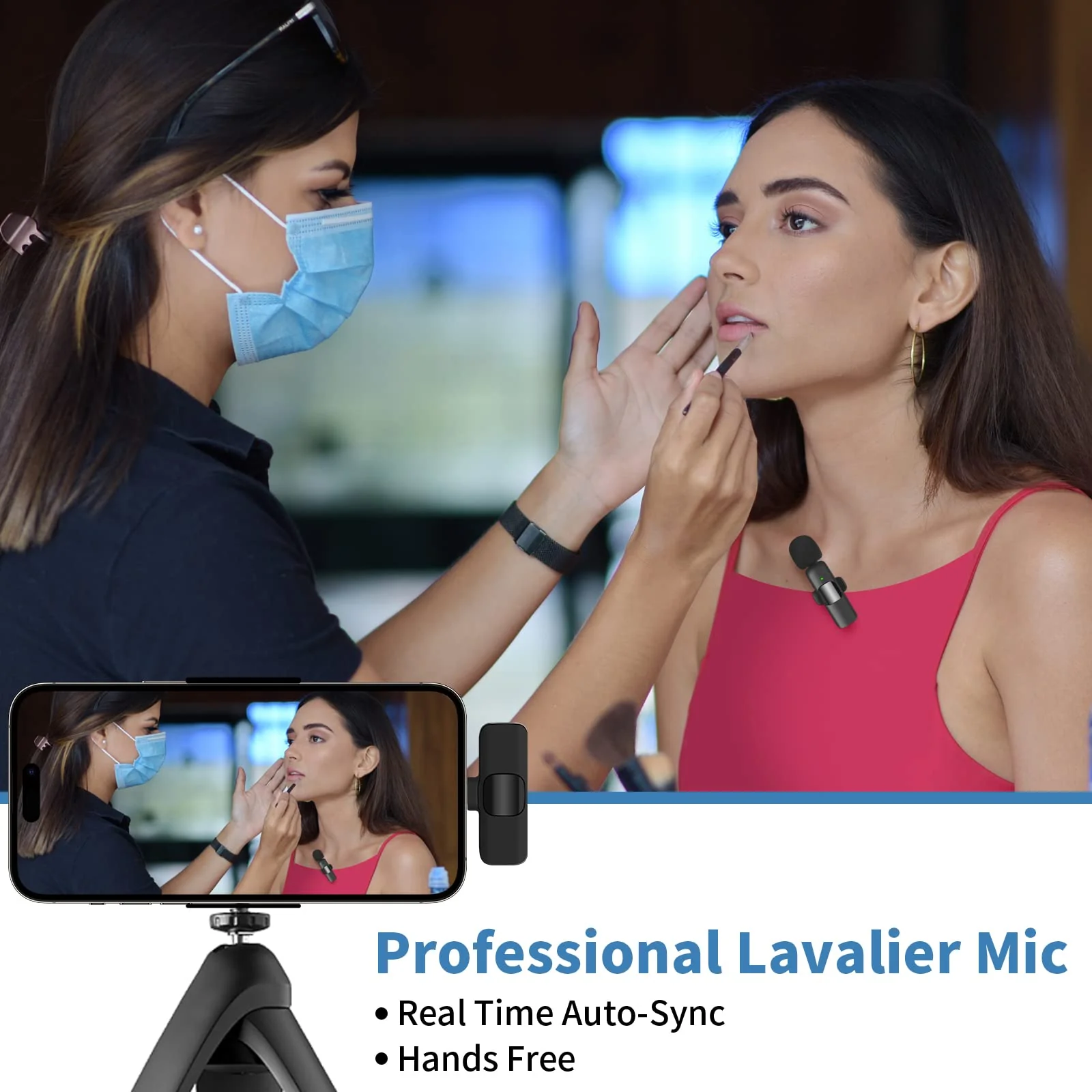 IIQ Wireless Lavalier Microphone for iPhone, Mini Professional Wireless Lavalier Microphone, Wireless Clip Mic, Tiny Lapel Microphone for iPad, for Video Interview Podcast, Facebook, YouTube 1Single Mic - Image 7