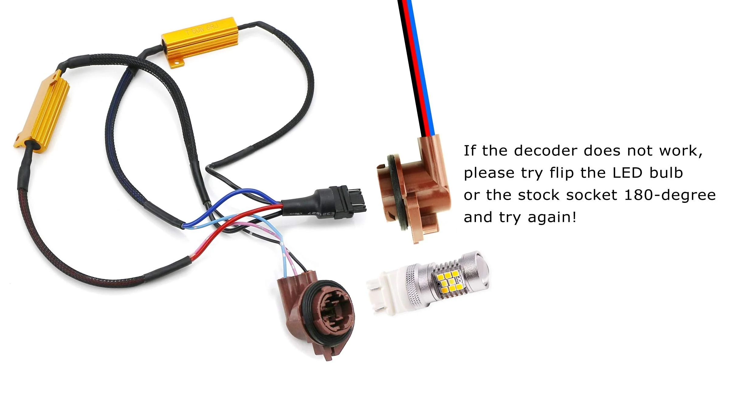 iJDMTOY Hyper Flash/Bulb Out Error Fix Wiring Adapters Compatible with 3157 3057 3155 3357 3457 4157 LED Bulbs Turn Signal or Tail Brake Lights - Image 5