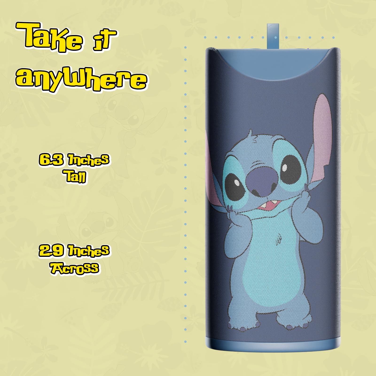 iJoy Disney Lilo and Stitch Wireless Bluetooth Speaker- Splashproof Rechargeable Wireless Speaker with 3 Hours Playtime/SD Slot/FM Radio- Stitch Stuff, Disney Stitch Gifts for Women//Men/All Fans Stitch "Cute" - Image 5
