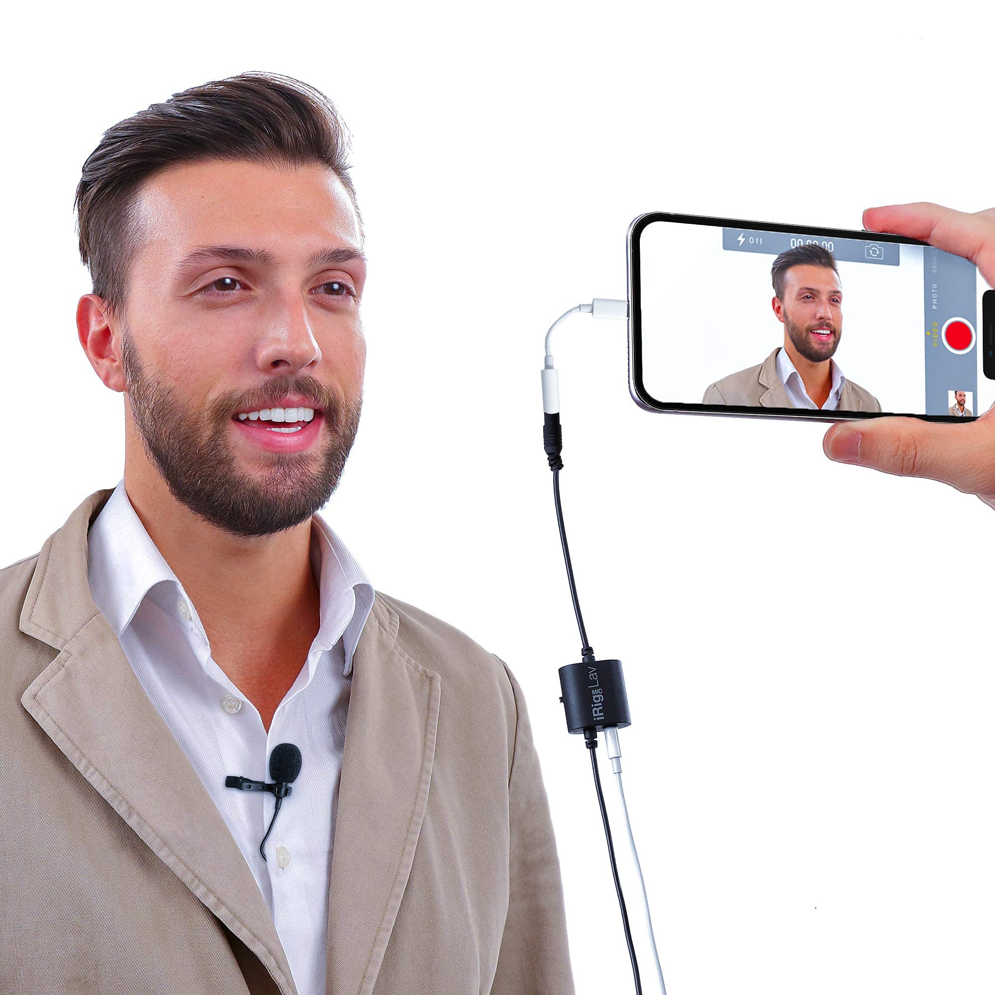 IK Multimedia iRig Mic Lav Lapel Microphone, omnidirectional Condenser lavalier Microphone with 1/8" TRRS Jack, Headphone Out and Daisy-Chaining for iPhone, iPad, Android, Mac, PC Single - Image 4