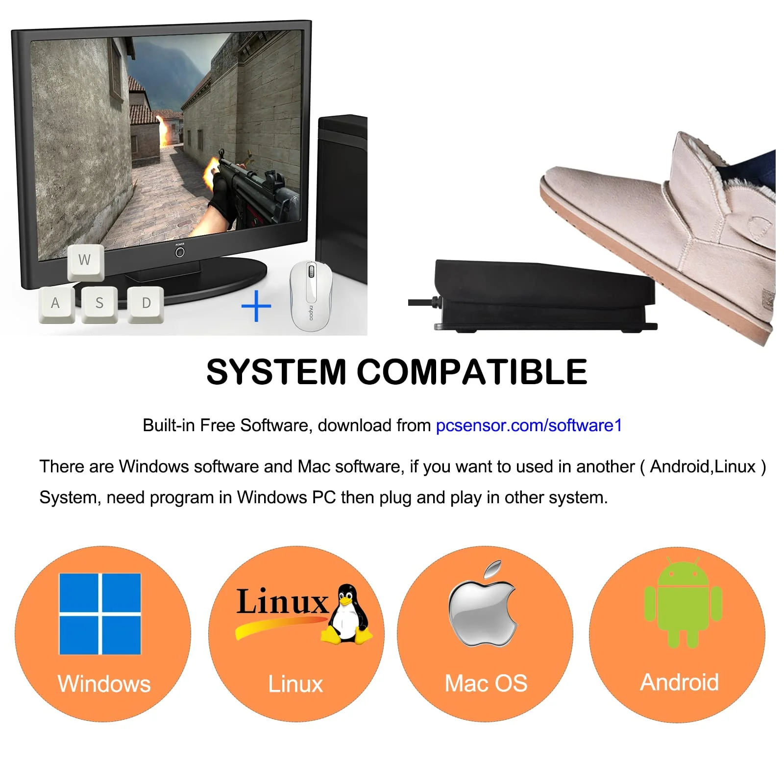 iKKEGOL Upgraded USB Foot Switch Single Pedal Mechanical Control Footswitch Map Mouse Keyboard Hotkey Combination Key press Simulator Program Page Turner Game Transcription HID - Image 2
