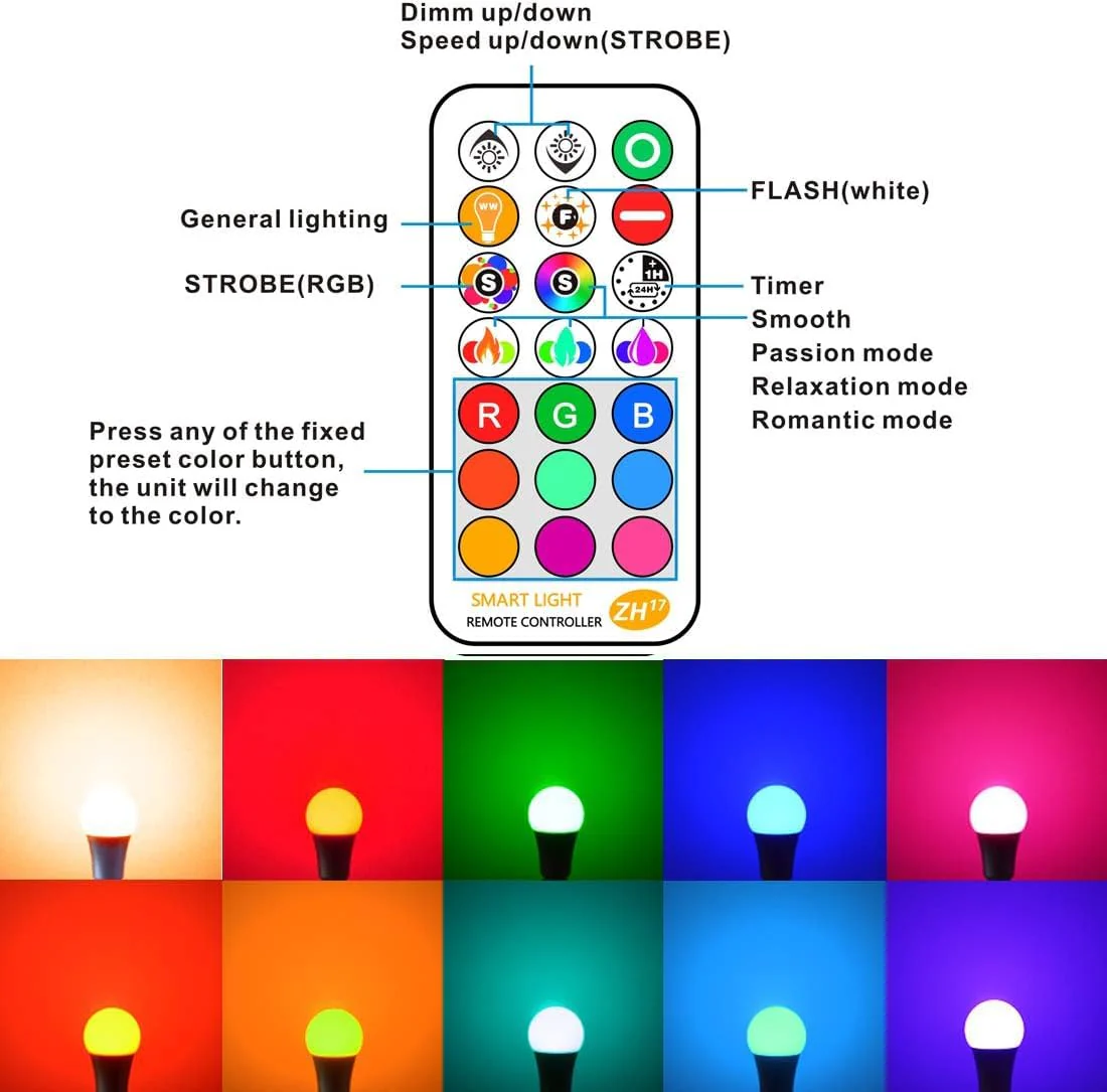 iLC LED Light Bulb Replaces 85W, 1000 Lumen, RGB Light Bulb With Remote Control, Colour Change, Warm White (2700 Kelvin), Edison E27 1 Stück (1er Pack) - Image 2