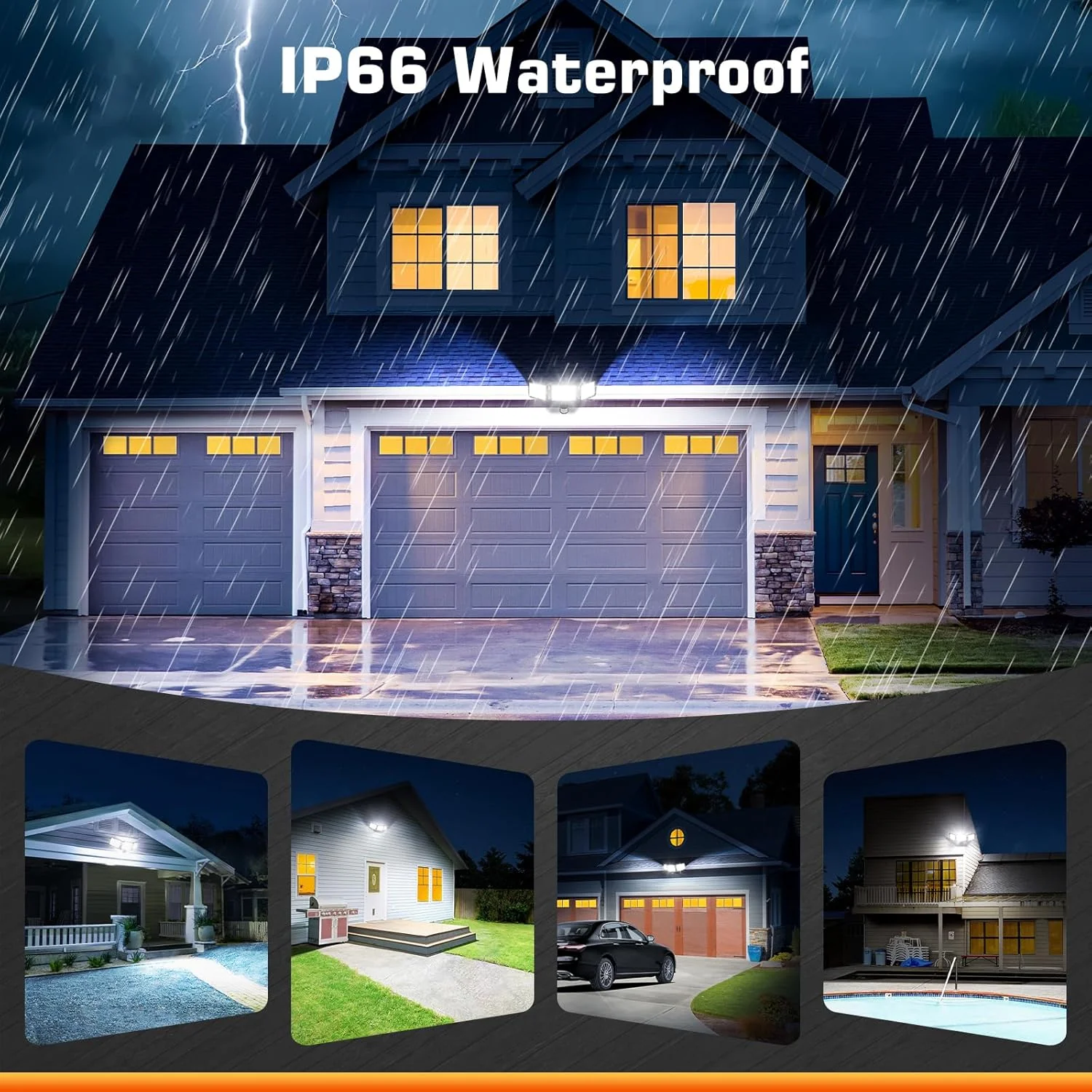 iMaihom 50W Motion Sensor Outdoor Lights, 5000LM Hardwired Motion Sensor Flood Light, Dusk to Dawn Outdoor Lighting, 6500K LED Security Light, IP65 Waterproof Motion Detector Lights for Outside, Black - Image 5
