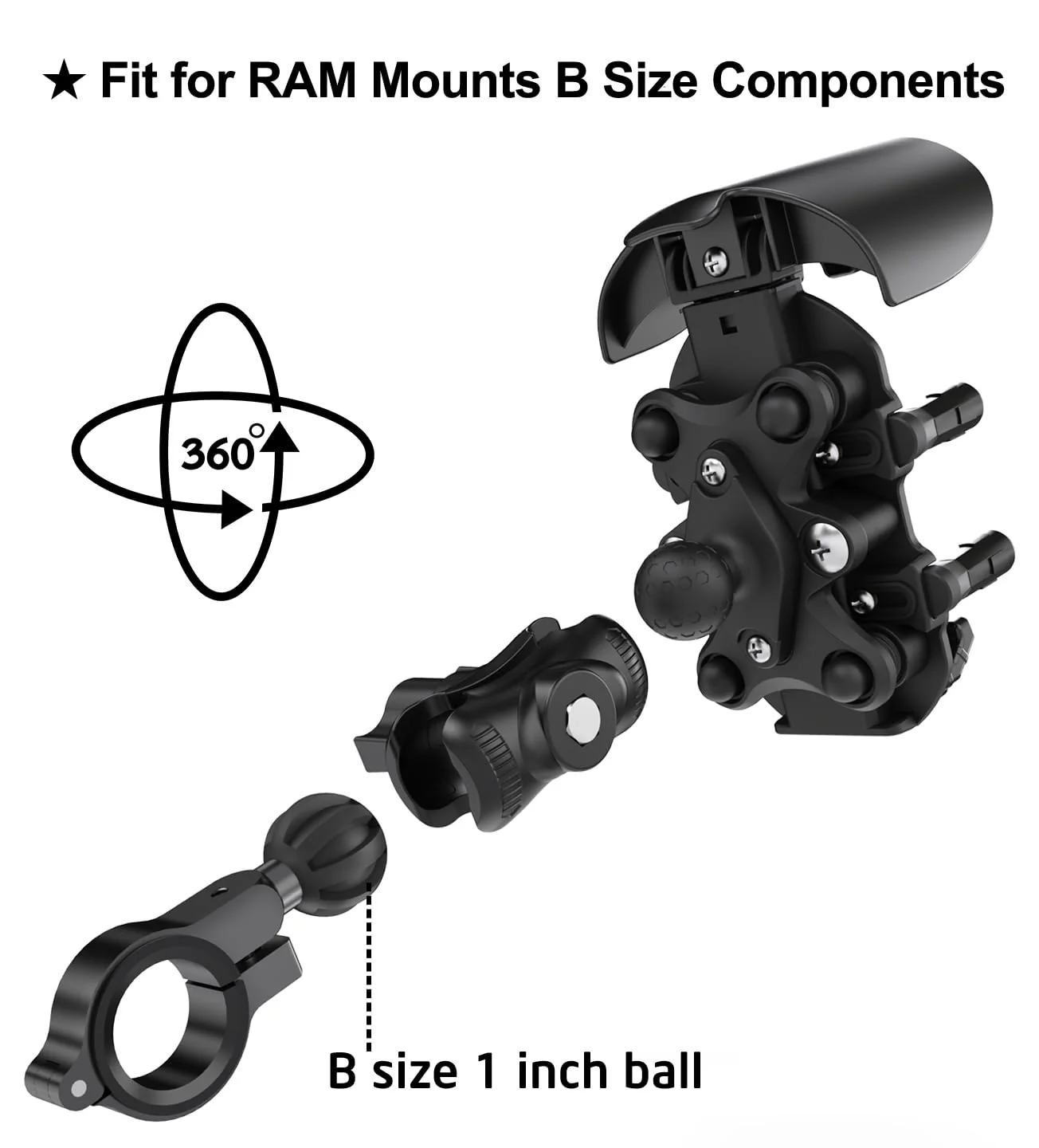 iMESTOU Anti-Vibration Motorcycle Phone Mount, Shock Damping Bike Cellphone Holder with 1" Ball Mount Base 720° Rotatable Fits for 12-32mm Handlebars, Widely Compatible with 5.4"-7.0" Smartphones - Image 6