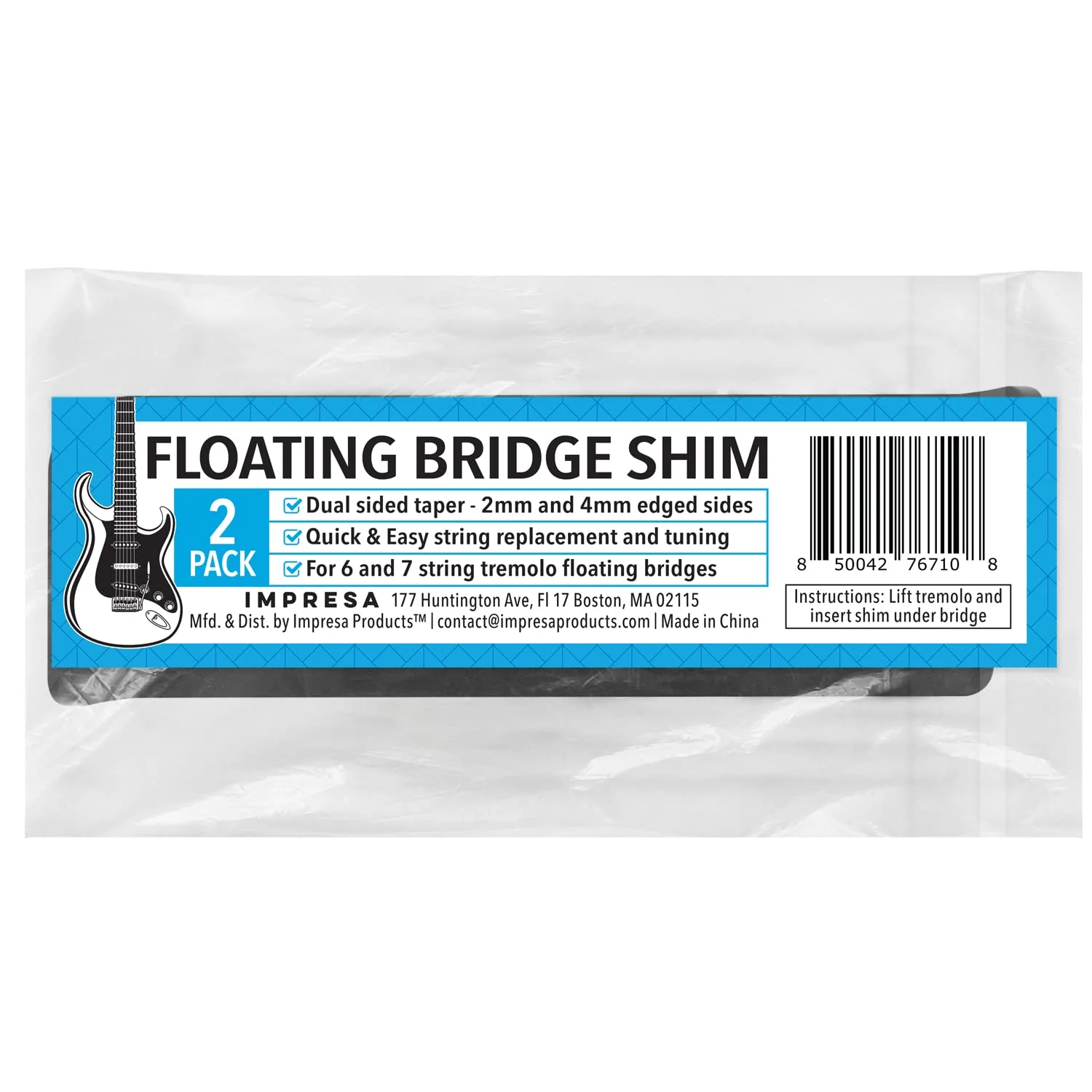 IMPRESA [2 Pack] Guitar Floating Tremolo Bridge Shim - for Easy Adjustment and Tuning - Durable Plastic Trem Wedge - Electric Guitar Bridge Replacement Tool for Faster String Replacement - Image 8