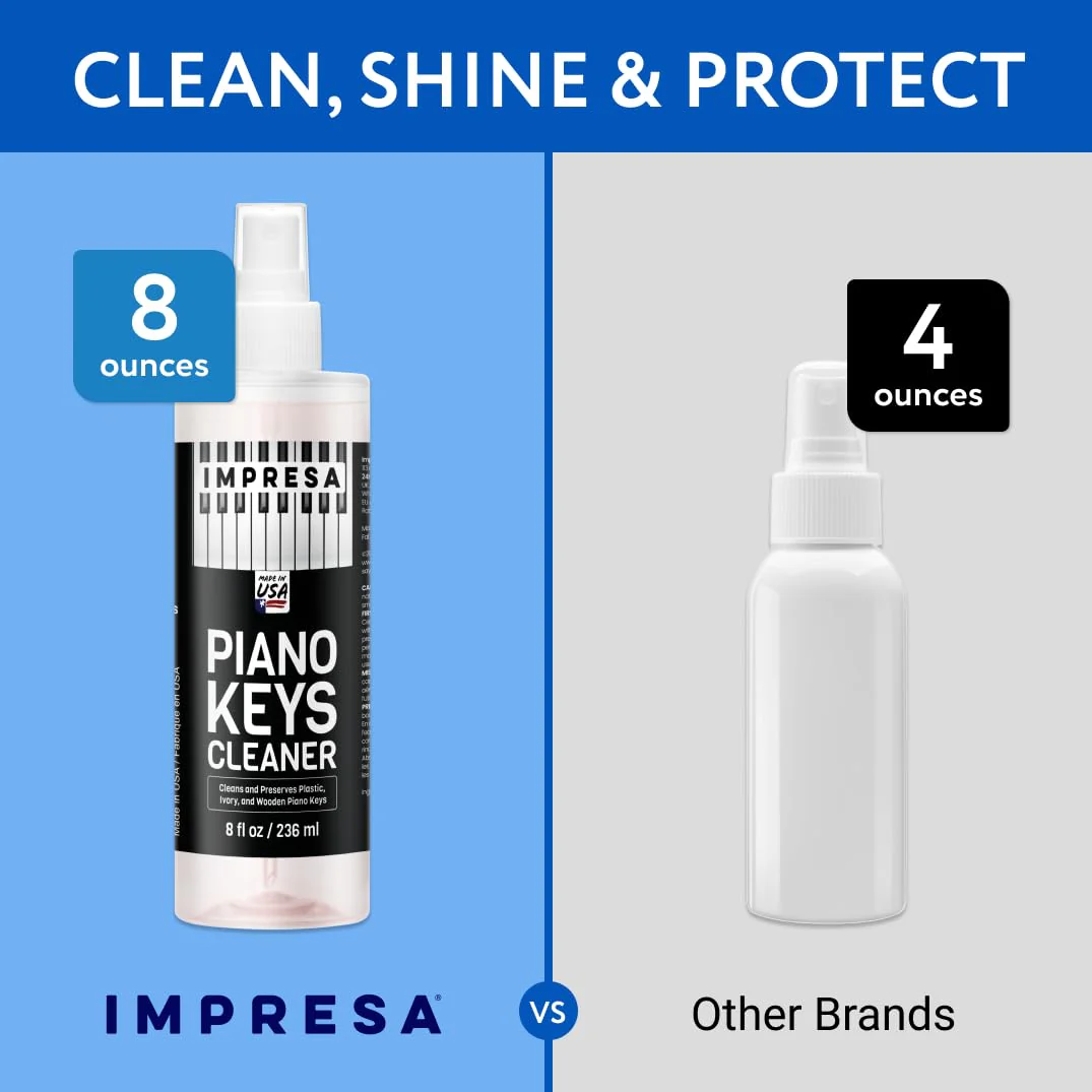 IMPRESA Piano Key Cleaner Spray - Piano Keyboard Cleaning Kit & Solution - Non-Toxic Low-Odor Keyboard Cleaner for Grand & Baby Grand Keys - 8 Fl Oz, Clear, Pack of 1 - Image 2