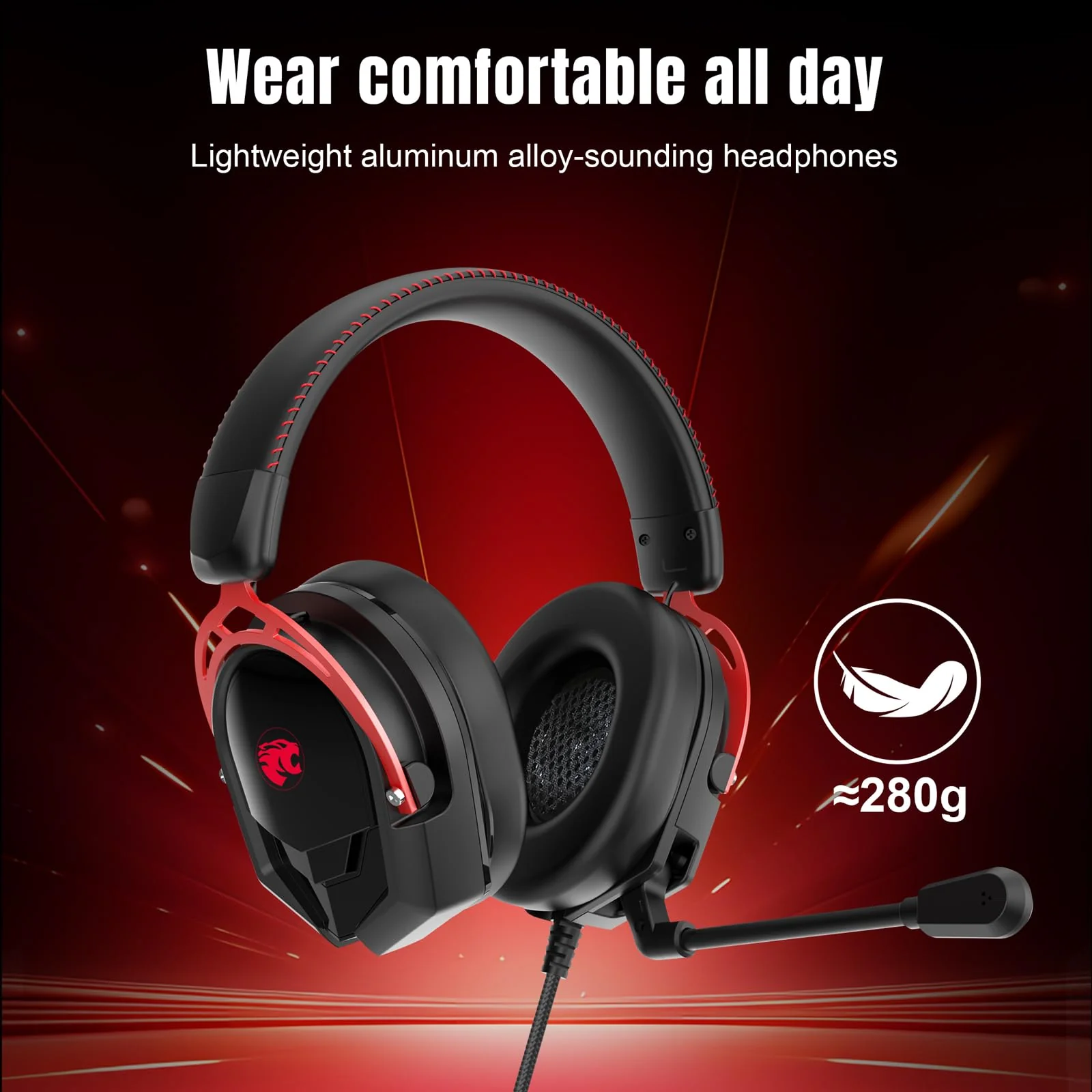 IMYB A88 Gaming Headset with Mic for Ps5, Pc, Xbox One Series X/s, Ps4, Switch, Stereo Wired Noise Cancelling Headphones with Microphone for Computer, Laptop, Mac, Nintendo, Games (Red) BlackRed - Image 2